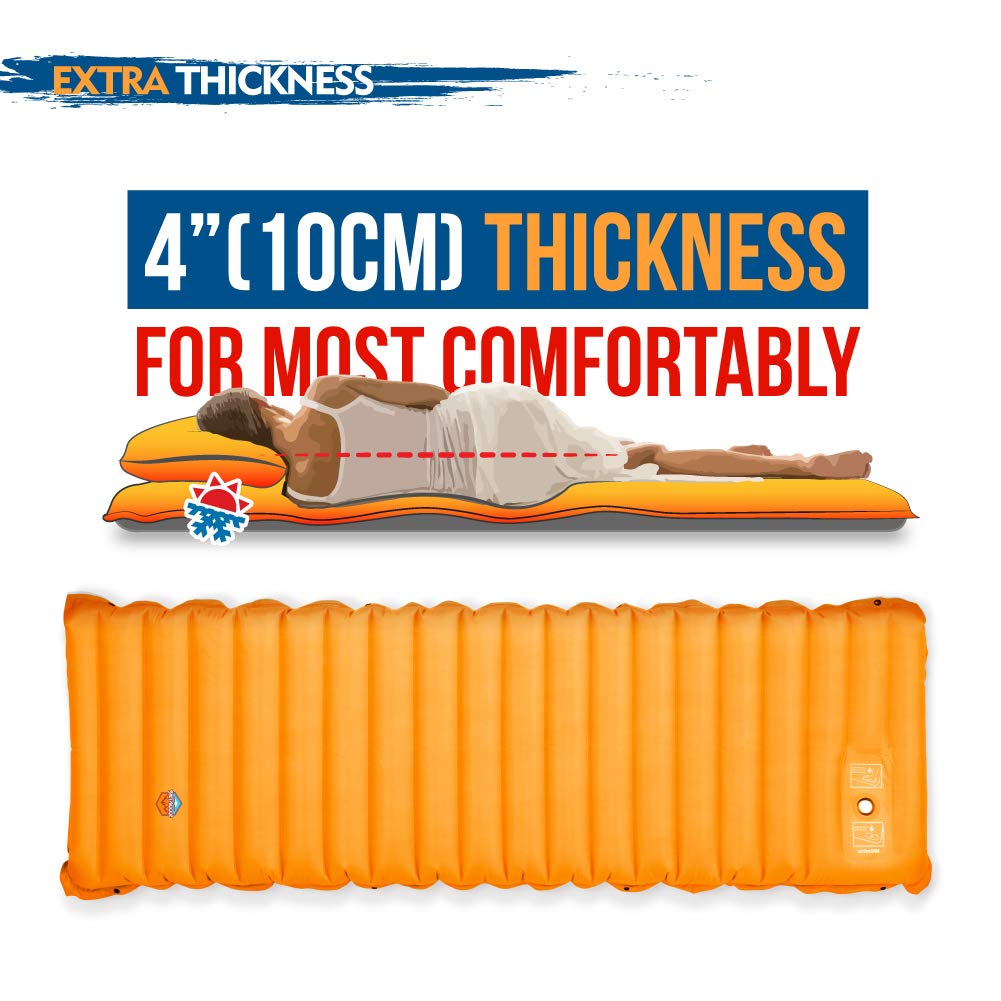ZOOOBELIVES Extra Thick Inflatable Sleeping Pad with Built-in Pump - Ultra Comfortable Camping Air Mattress for Backpacking, Hiking & Car Travel | Lightweight & Compact Design | Perfect for Outdoor Adventures, Beach Trips & Guest Bedding (Airlive2000)