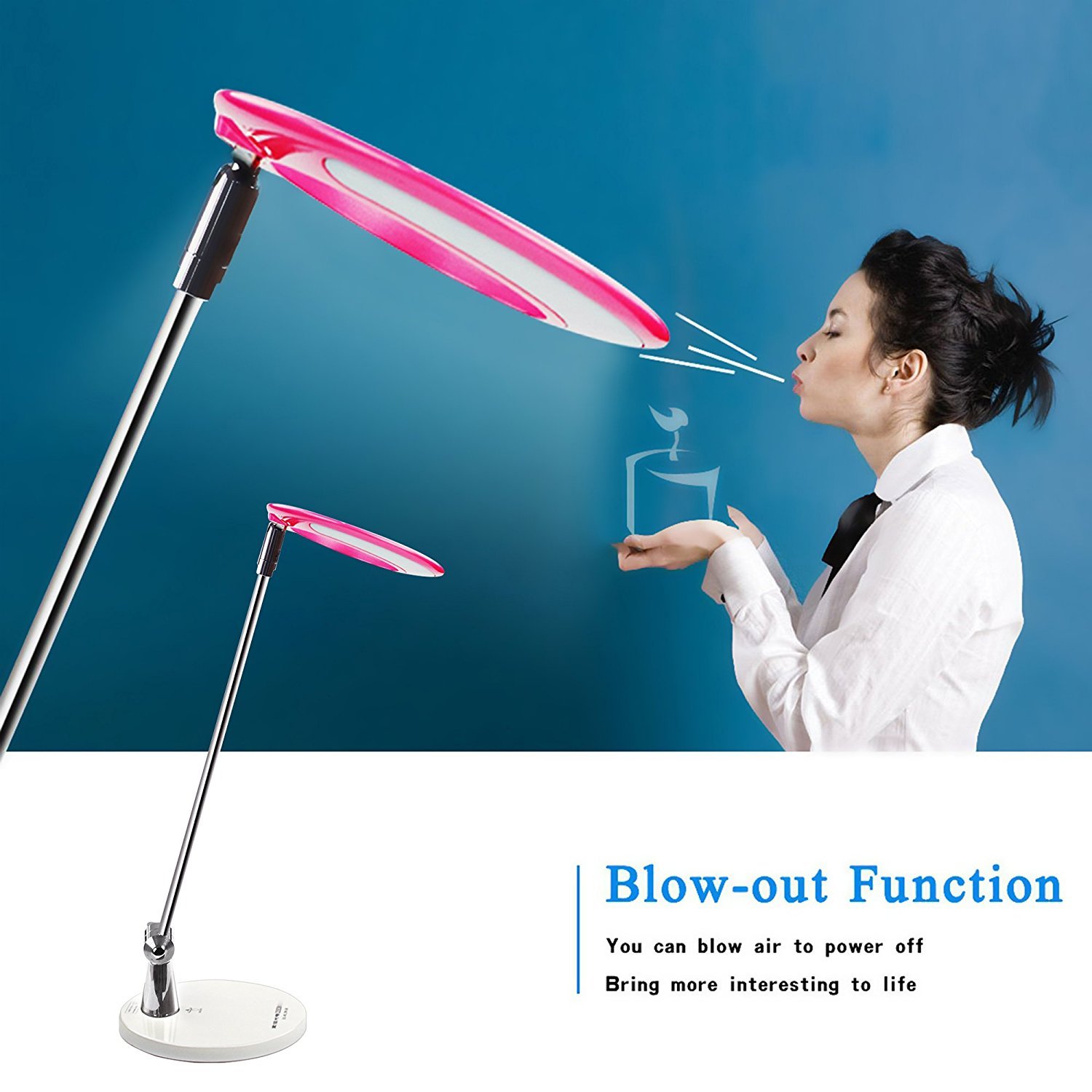 LED Computer Desk Lamp with One-Touch Control, Blow Out Power Off, Touch Dimming & USB Charging Port - 3D Adjustable Metal Office Table Lamp for Bedroom, Study, College, Reading | Perfect for Home Office, Dorm Room & Nighttime Reading