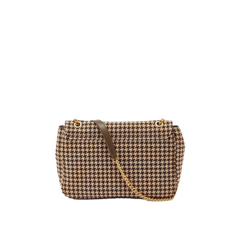 Women's Fashion Tweed Plaid Crossbody Bag with Adjustable Metal Chain Strap - Stylish Shoulder Purse for Work, Travel & Daily Use