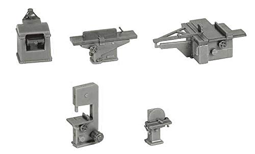 HO Scale Woodshop Equipment Set - Miniature Saws, Sanders & Drill Presses for Model Train Layouts & DIY Scenes | Perfect for Dioramas, Crafting & Hobby Projects