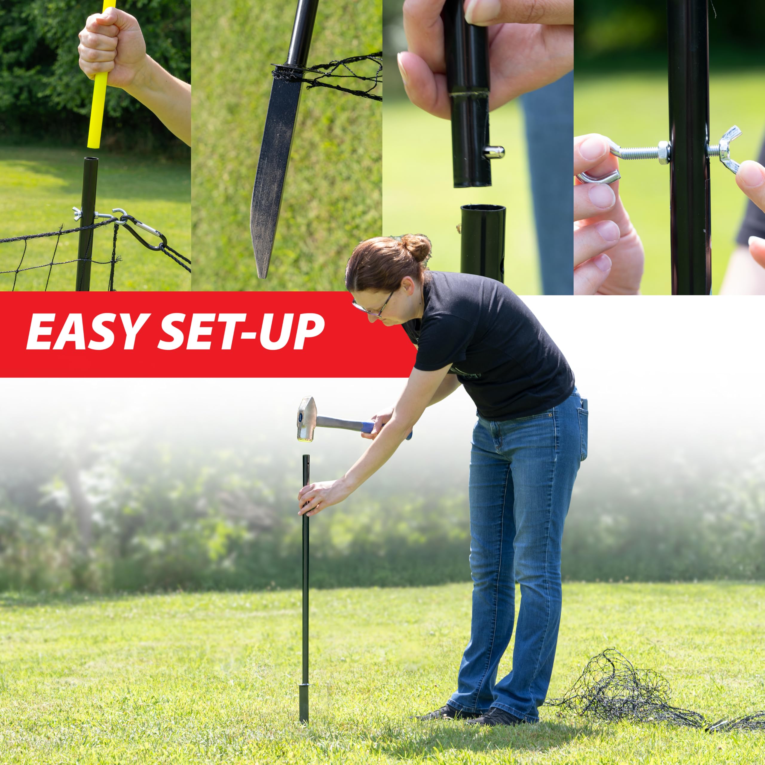 100 FT x 5 FT Tall Baseball Fence with Foul Poles - Durable Backstop Netting for Baseball, Softball & Mini Baseball Practice | Perfect for Backyard, Field & Training Facility