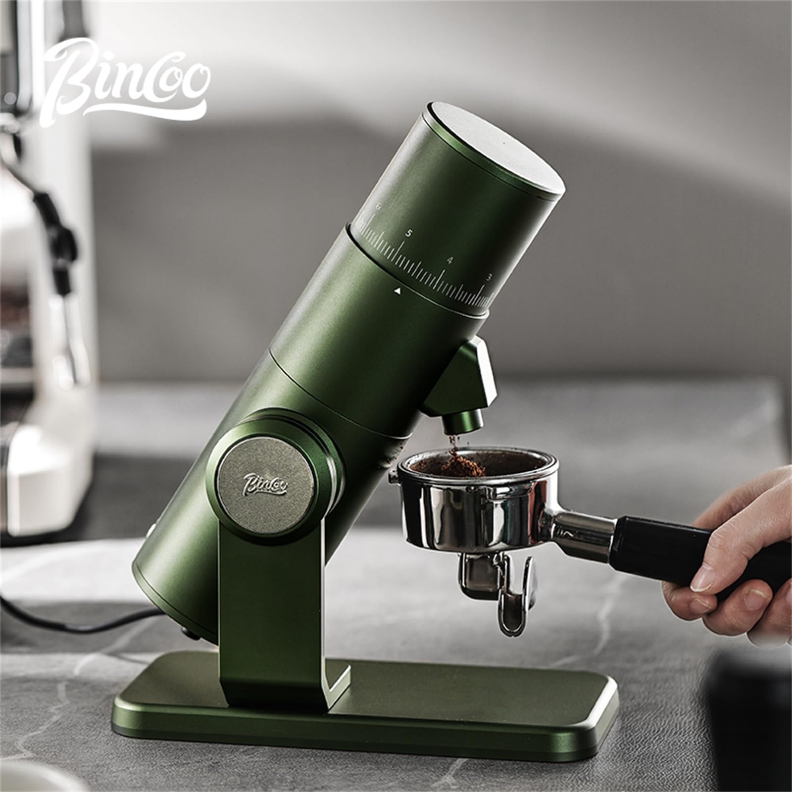 Premium Bincoo DM01 Electric Coffee Grinder - Stainless Steel Burr with Stepless Adjustment & Cleaning Brush - Perfect for Espresso, Pour Over, French Press & Home Brewing - Quiet & Powerful Coffee Bean Grinder for Fresh Ground Coffee Every Morning