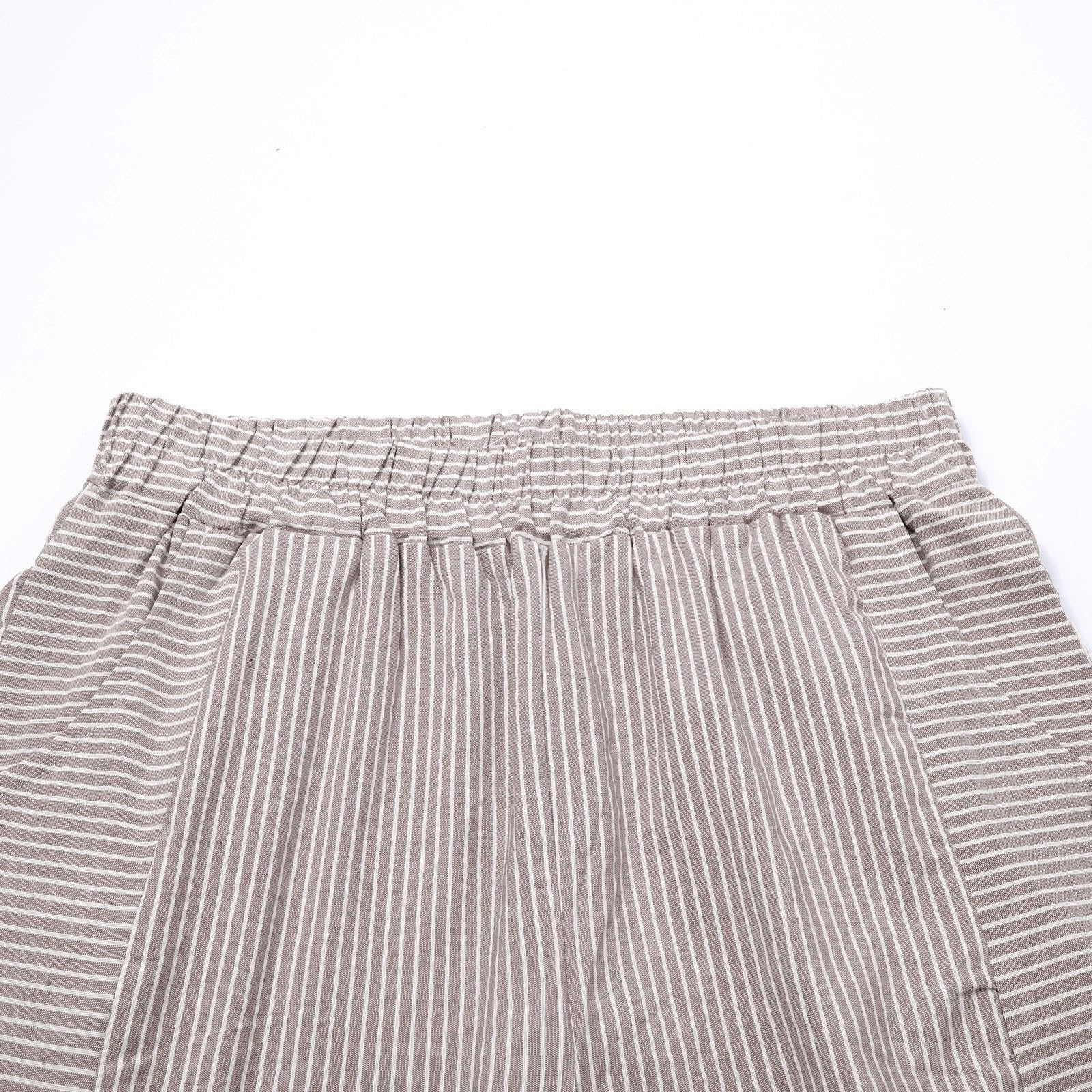 Women's Long Linen Pants - Striped Print Straight Leg Casual Cotton Linen Pants for Tall & Petite Women | Boho Chic Summer Pants for Beach, Travel & Everyday Wear | Khaki XS