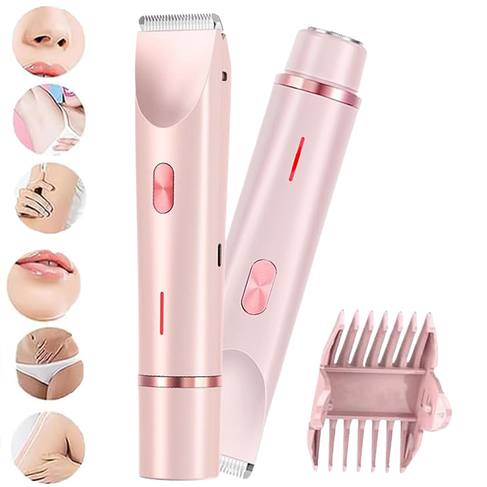 Ezme Razor Trimmie 2.0 - 2-in-1 Electric Shaver for Women, Waterproof Wet/Dry Bikini Trimmer & Body Hair Remover for Underarms, Legs, Arms - Perfect for Travel & Quick Grooming (Pink)