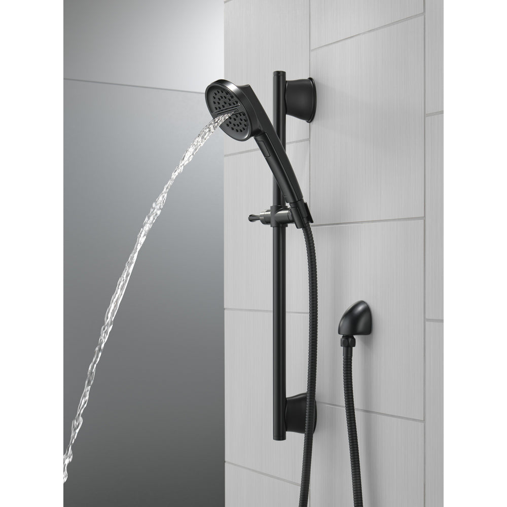 Delta Matte Black 3-Setting Hand Shower with Slide Bar - Adjustable Rainfall, Massage & Jet Spray Modes for Bathroom & Spa Experience (Model 51386 BL)
