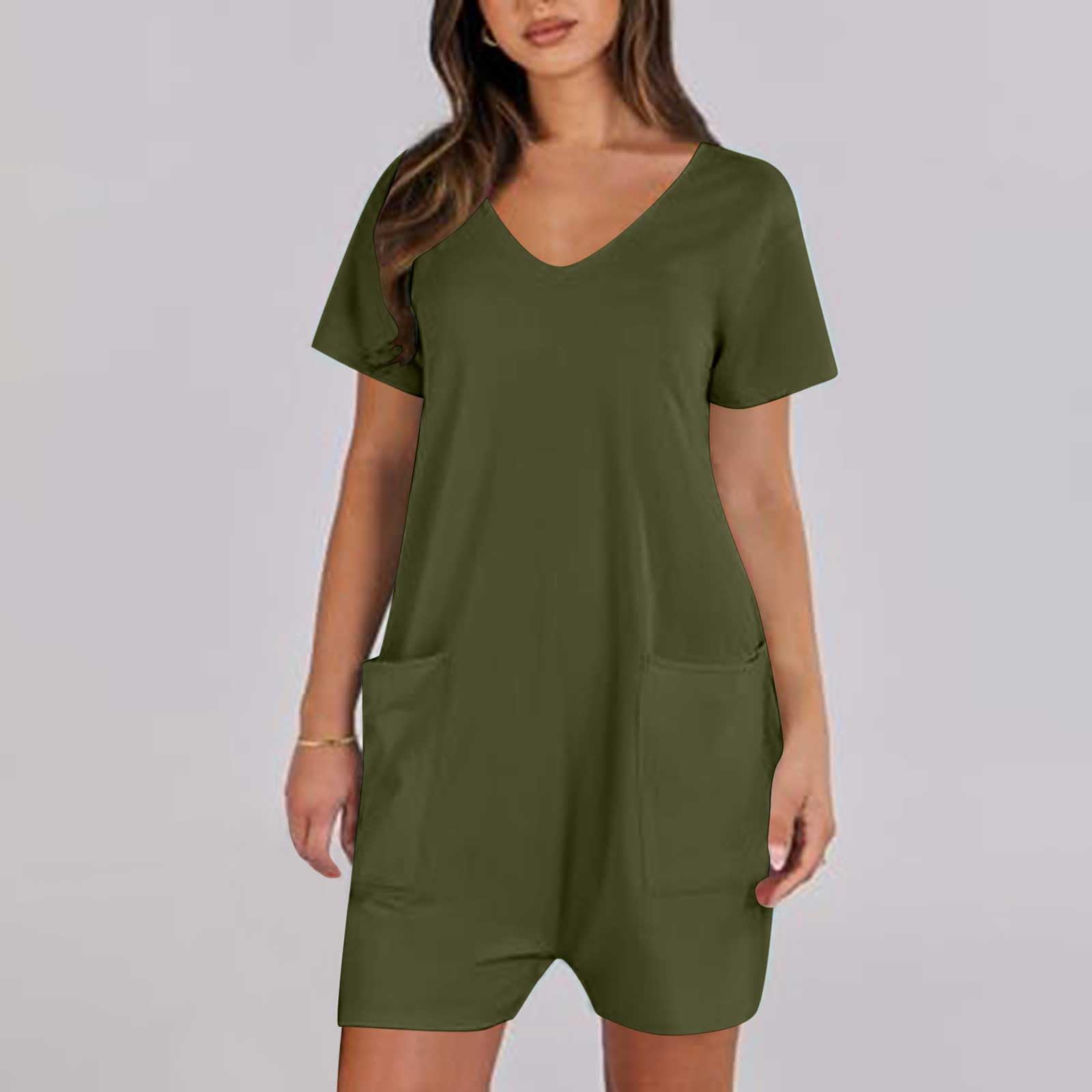 Women's Summer Casual Rompers - Sleeveless Loose Spaghetti Strap Short Jumpsuits Overalls with Pockets | Trendy Outfits for Beach, Vacation & Daily Wear | Open Box Deals & Warehouse Clearance