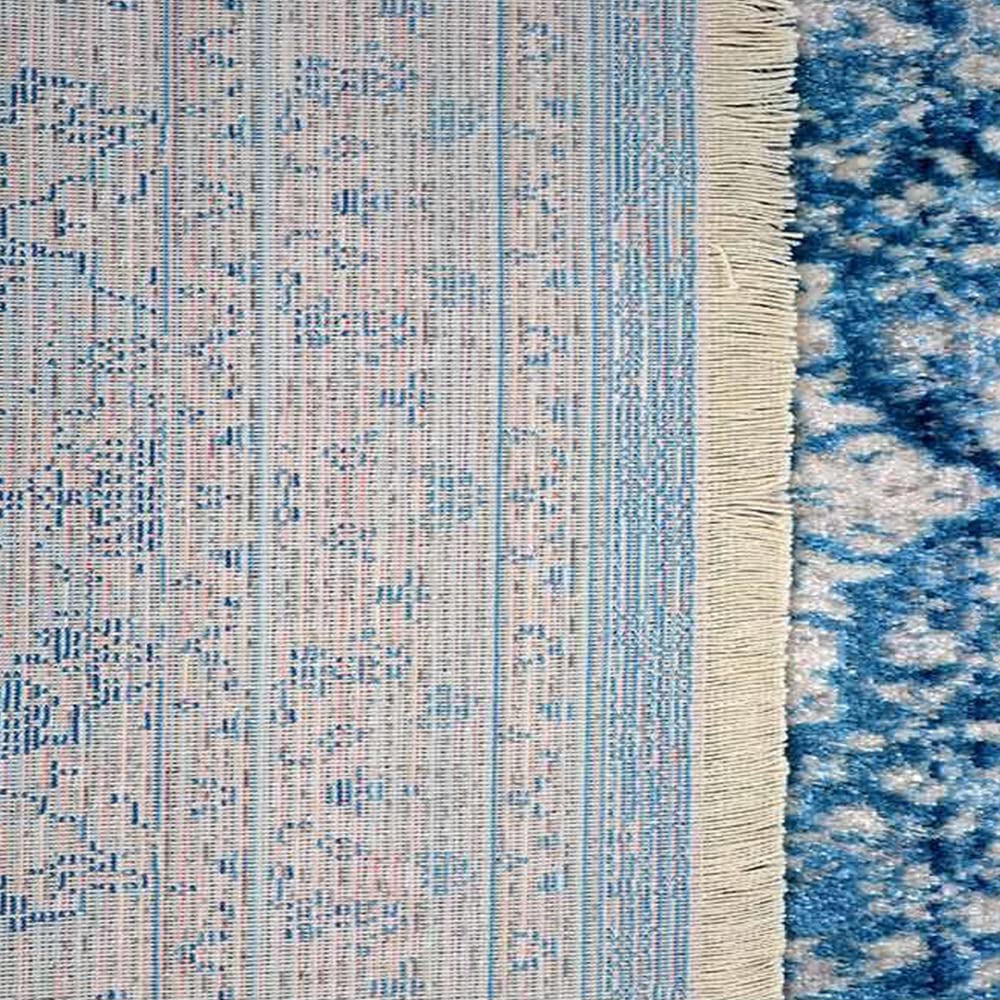 Machine Made Polyester Area Rugs 2'6''x9'10'' Runner - Blue Oriental Traditional Design Low Pile Carpet for Living Room, Bedroom, Hallway | Durable & Easy to Clean | Perfect for Home Decor, Entryway Runner, and Cozy Spaces (M00082)