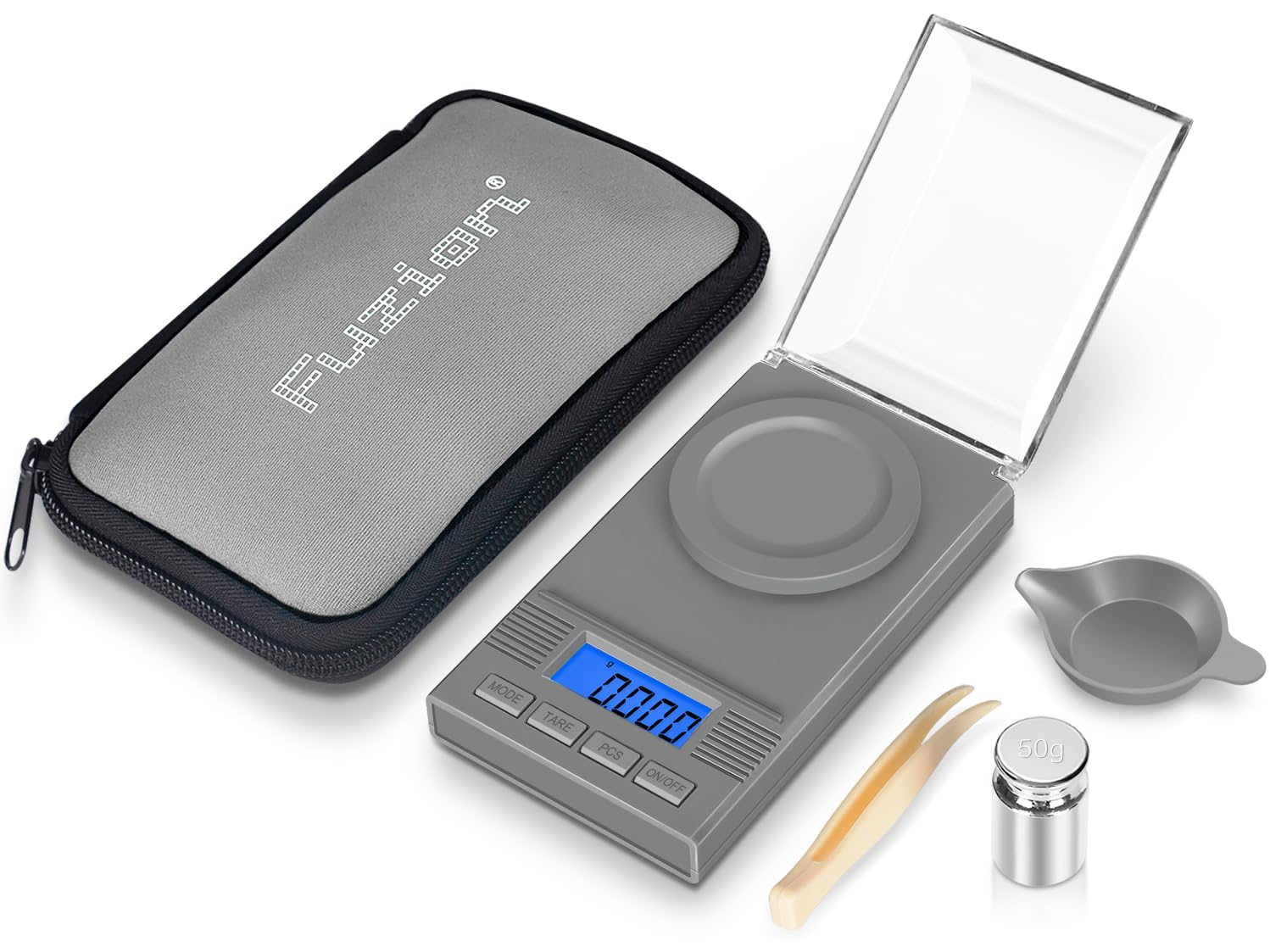 Fuzion 50g x 0.001g Precision Digital Milligram Scale with LCD Backlit Display & Tare Function - Jewelry Scale for Powder Medicine, Gemstones, Reloading | Perfect for Lab, Pharmacy & Jewelry Making