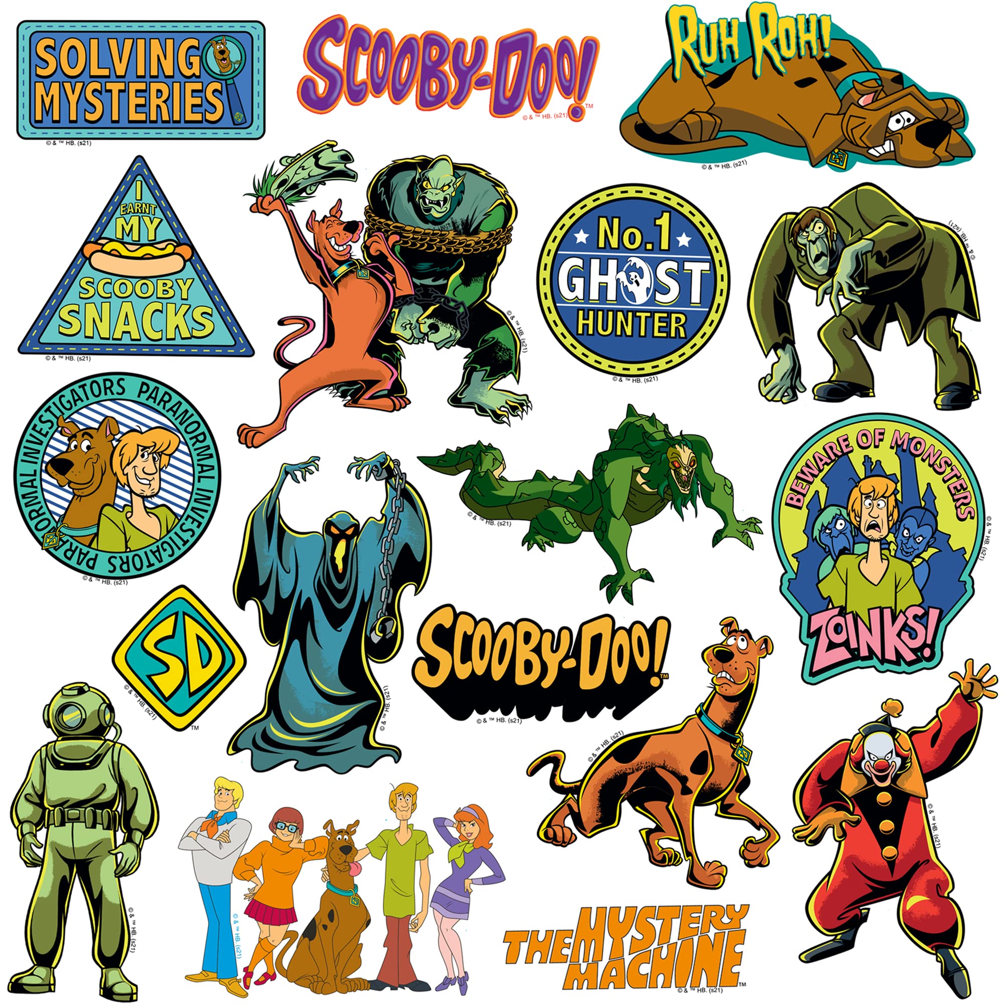 Scooby-Doo Die Cut Vinyl Stickers - 100-Piece Variety Pack for Laptop, Water Bottle, Scrapbook, Tablet, Skateboard - Indoor & Outdoor Decoration - Perfect for DIY Crafts, School Projects, and Gift Giving