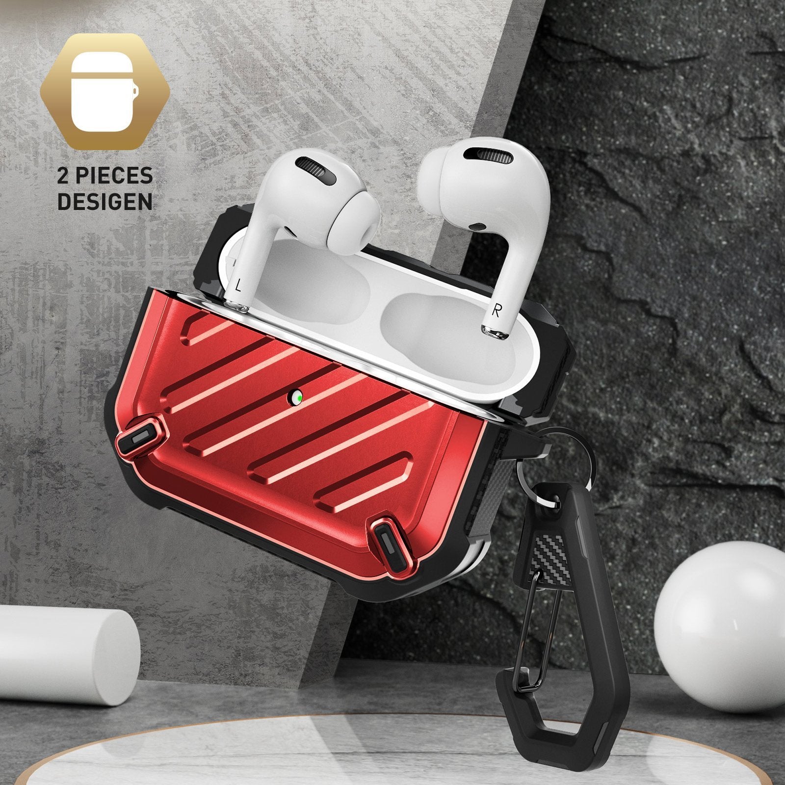 Apple AirPods Pro Case - Unicorn Beetle Pro Rugged Protective Cover with Metallic Red Finish | Shockproof & Durable Design for Outdoor, Travel & Sports Activities
