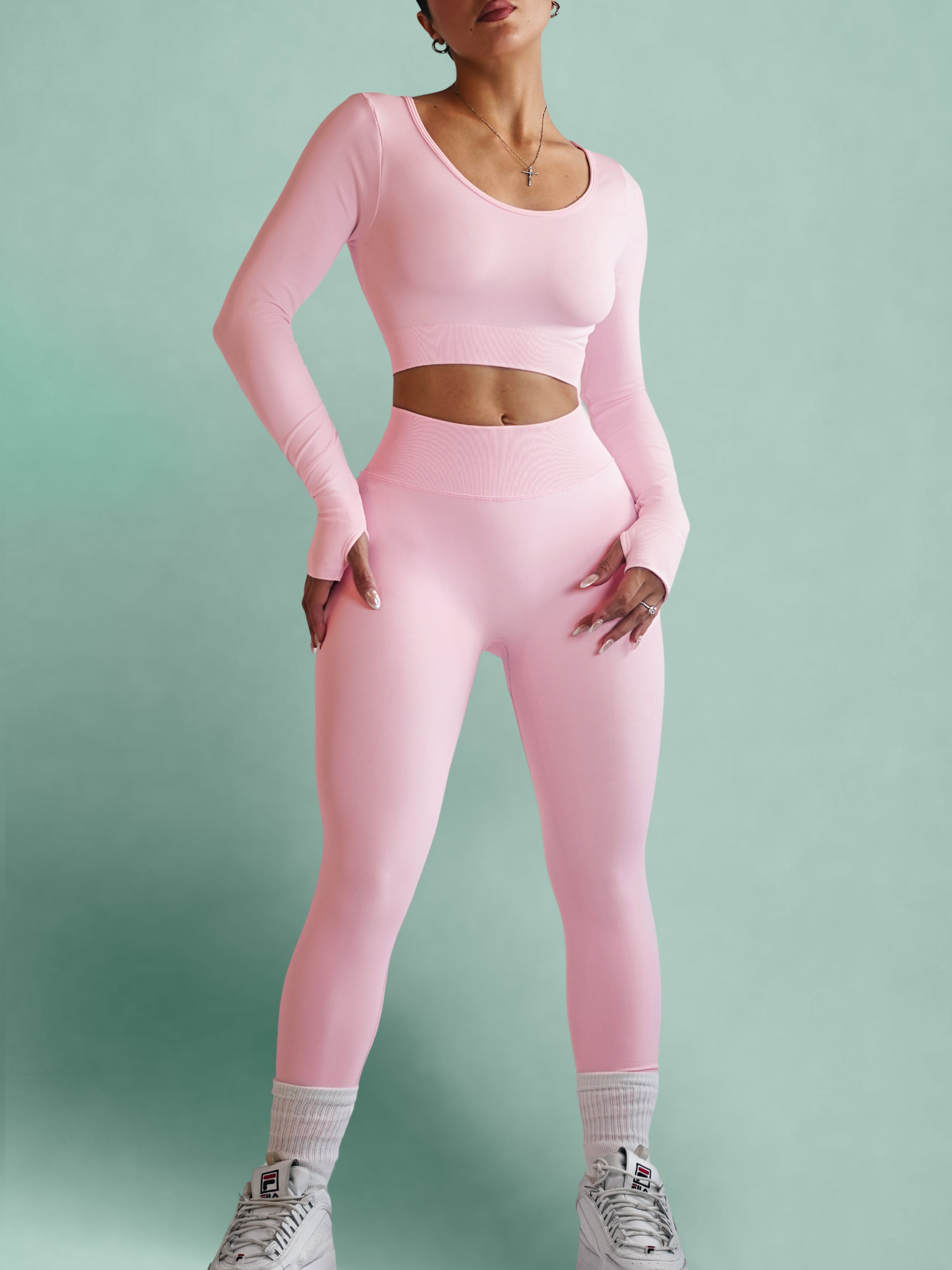 Seamless Breathable Leggings for Women - High Waisted Yoga Pants, Soft Stretchy Workout Leggings (Dainty Pink) - Perfect for Yoga, Gym, Running & Lounge Wear