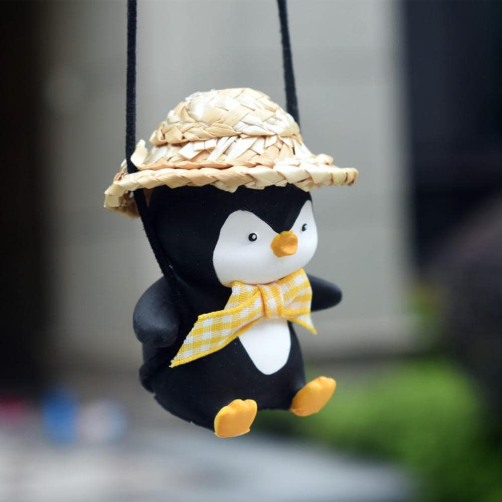 Swinging Penguin Car Hanging Ornament - Funny Auto Interior Rearview Mirror Charm, Cute Car Accessories for Decoration | Perfect for Gifts, Christmas Decor & Car Interior Styling