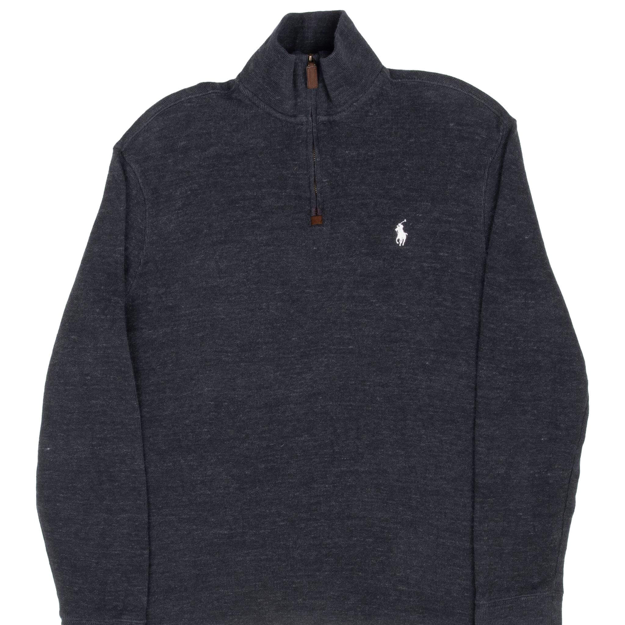 Ralph Lauren Men's Dark Grey Quarter Zip Sweater - Small Size | Casual Pullover for Work, Office & Outdoor Activities