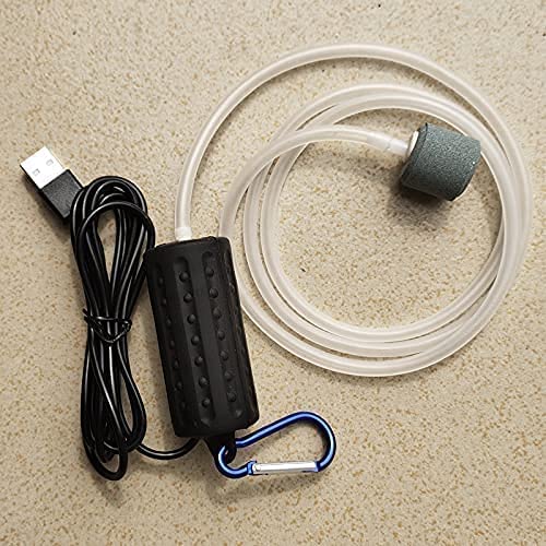 5V Mini USB Aquarium Air Pump with Air Stone & Silicone Tube - Quiet Oxygen Pump for Fish Tanks, Small Aquariums, Hydroponics & Outdoor Fishing (Perfect for Home, Office & Travel Use)