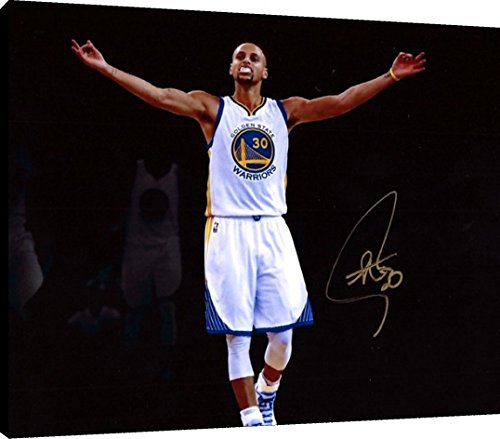 Stephen Curry Autograph Replica Canvas Wall Art Print - Golden State Warriors Basketball Decor (24x36) - Perfect for Sports Fan Cave, Man Cave & Game Room Decorations