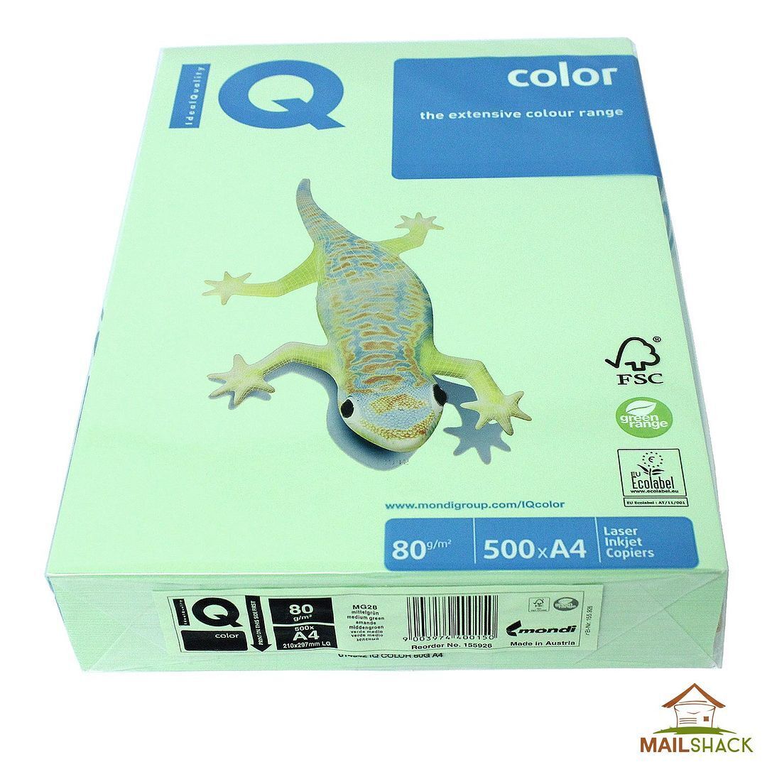 Premium A4 80gsm IQ Intense Color Paper - Medium Green (500 Sheets Pack) for Office Printing, School Projects & Creative Artwork