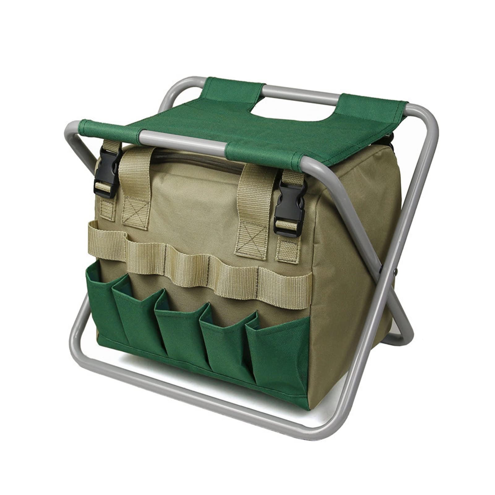 Durable Folding Outdoor Gardening Stool with Multiple Pockets & Tote Bag - Portable Oxford Cloth Chair for Storage, Yard Work, Camping & Picnics (13.7x11x12.2inch, Color Options) - Perfect for Gardeners, Campers & Outdoor Enthusiasts