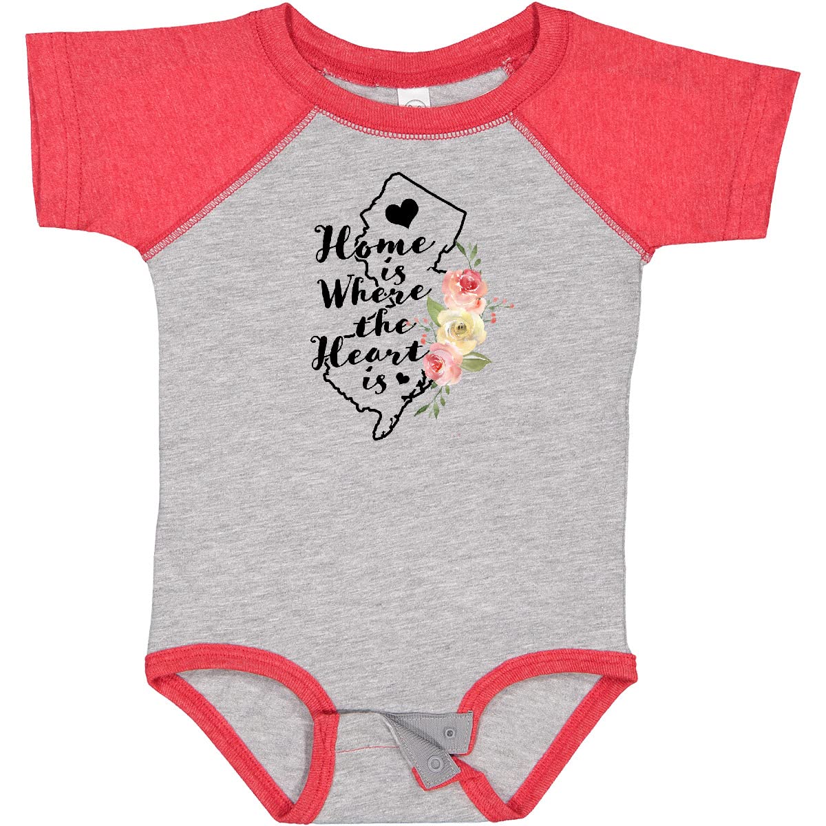 Inktastic New Jersey Home is Where The Heart is Watercolor Baby Bodysuit - Soft Cotton Infant Onesie for Boys & Girls - Perfect for Family Photos, Holidays & Everyday Wear