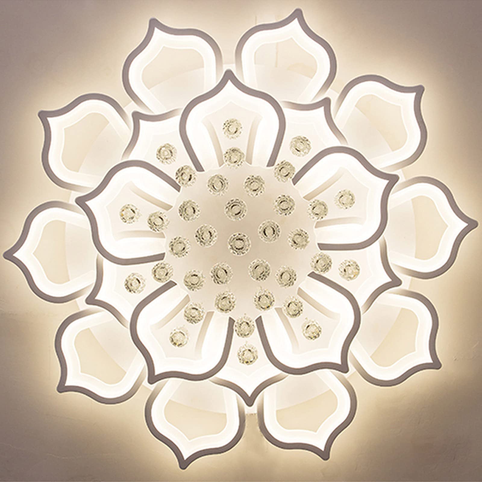 TFCFL 20-Lights Acrylic Modern Ceiling Light Fixture - Flower Shape Design with Crystal Ball LED Pendant Lamp, Dimmable for Living Room, Hallway, Bedroom, Foyer - Perfect for Home Decor, Dining Room Lighting, and Hotel Lobby Ambiance