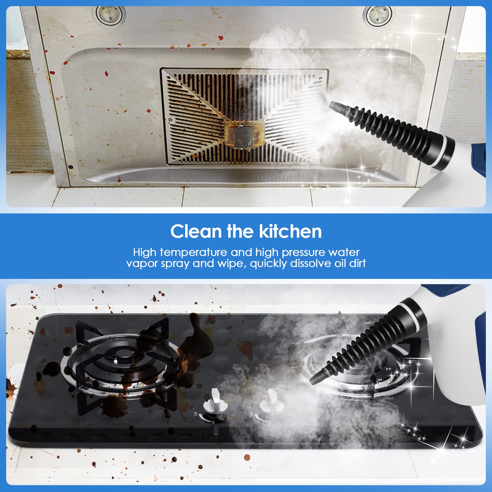 Portable Pressurized Steam Cleaner with 9-Piece Accessory Kit | Multi-Surface Steam Mop for Kitchen, Bathroom, Windows, Car Seats & Floors | Chemical-Free Deep Cleaning for Home & Auto | Perfect for Sanitizing, Degreasing & Stain Removal