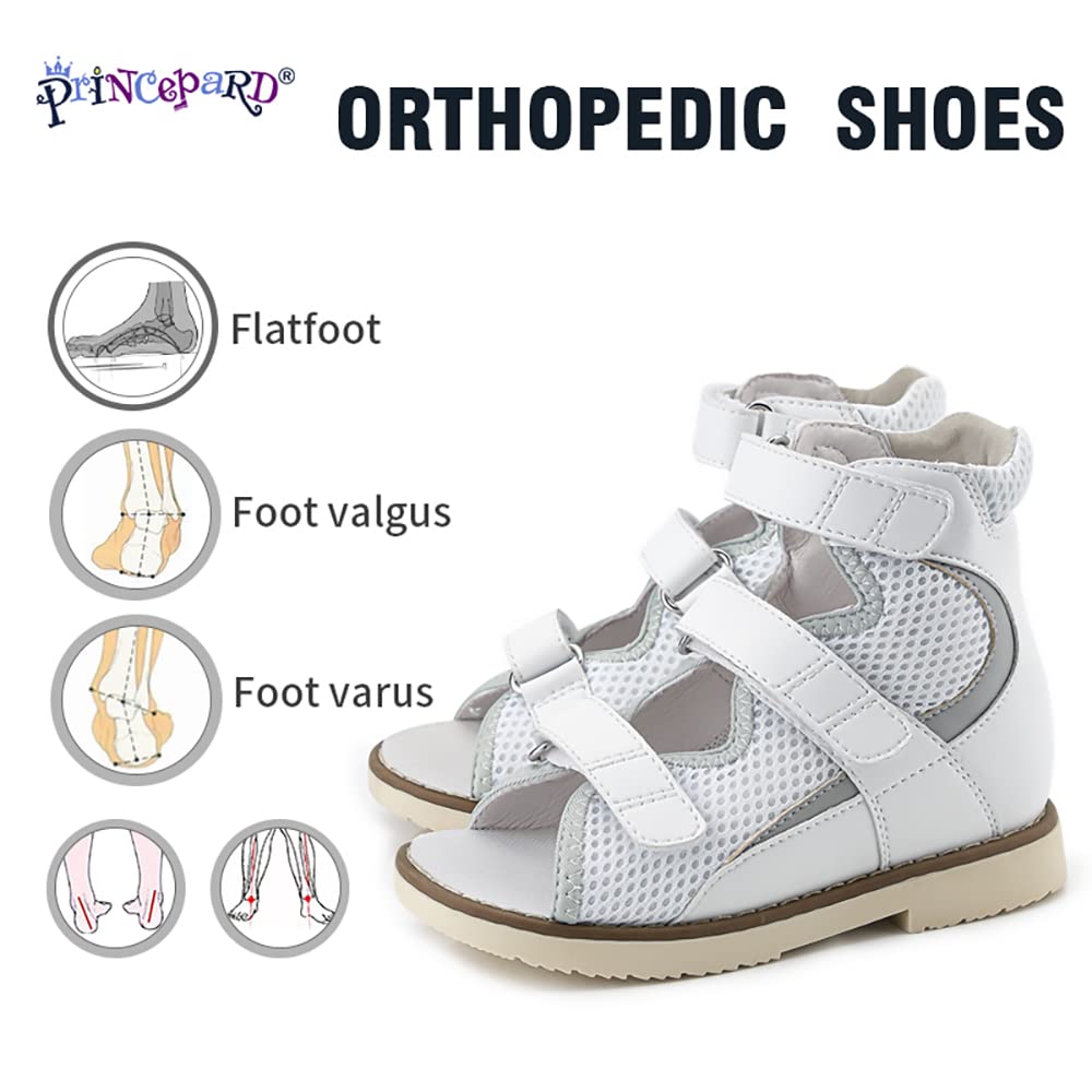 **Orthopedic Shoes for Toddlers & Kids - Corrective High Top White Sandals with Arch & Ankle Support - Comfortable Summer Footwear for Walking & Play**