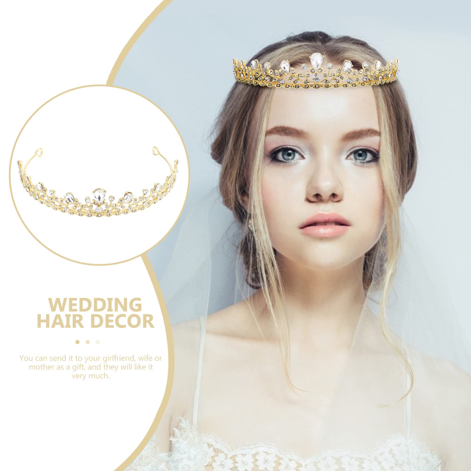 Sparkling Rhinestone Wedding Tiara for Bride - Elegant Bridal Crown Headpiece with Crystal Decor - Perfect for Bridal Showers, Weddings, and Fairy Tale-Themed Events