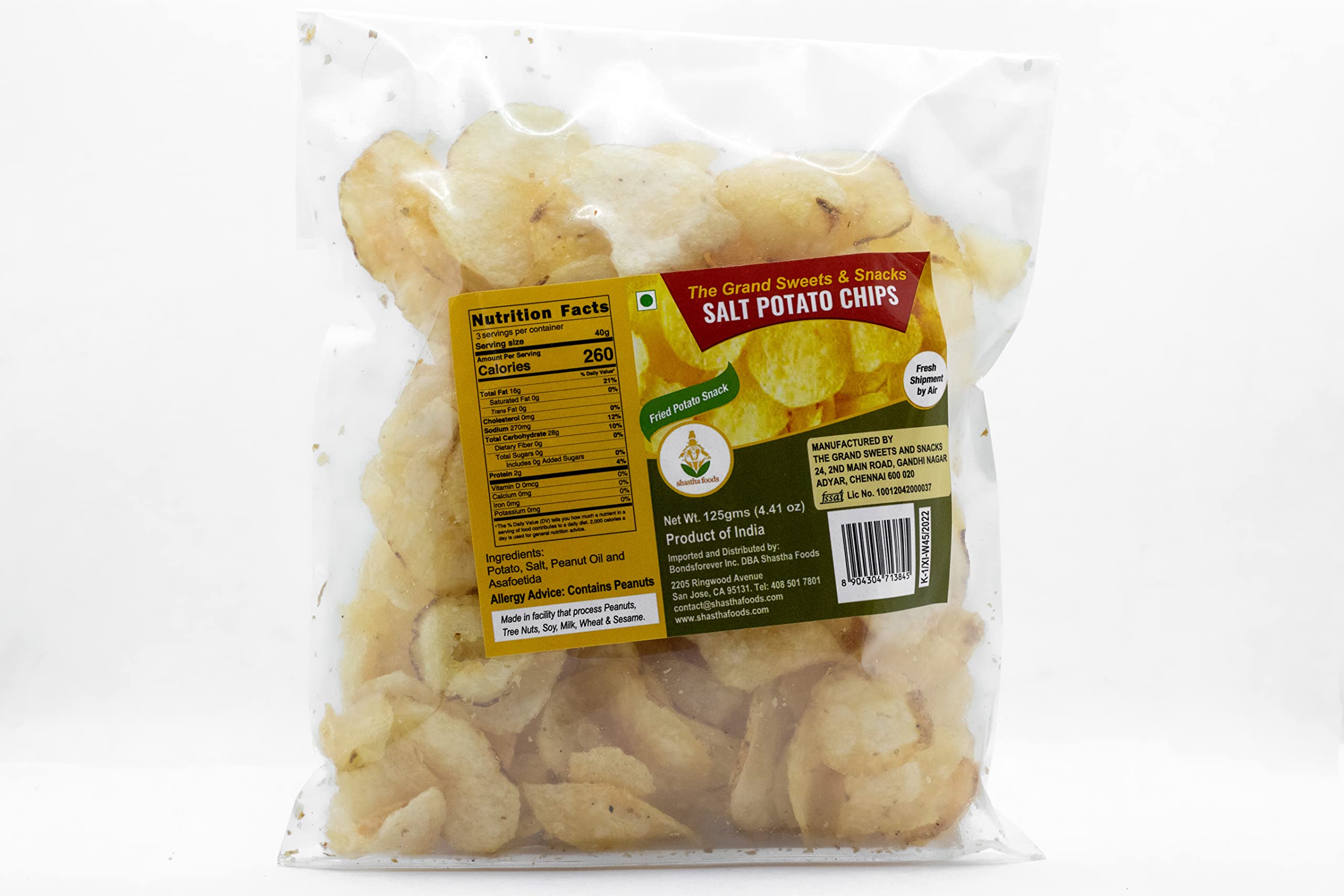 Grand Sweets and Snacks Salted Potato Chips - 5 Pack (125g Each) | Perfect for Parties, Snacking & Lunchboxes
