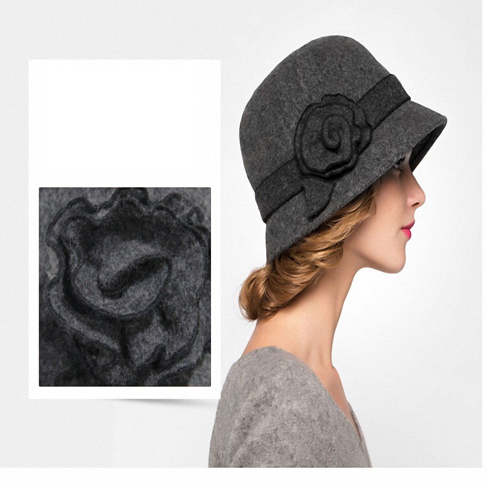 Maitose™ Women's Wool Felt Floral Church Bowler Hats - Elegant Vintage Style for Weddings, Tea Parties & Special Occasions