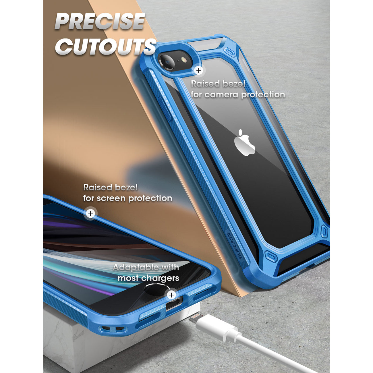 iPhone SE Unicorn Beetle Exo Clear Case - Shockproof Protective Cover with Blue Accents for Apple iPhone SE (2020/2022) - Perfect for Everyday Use, Outdoor Activities & Travel Protection