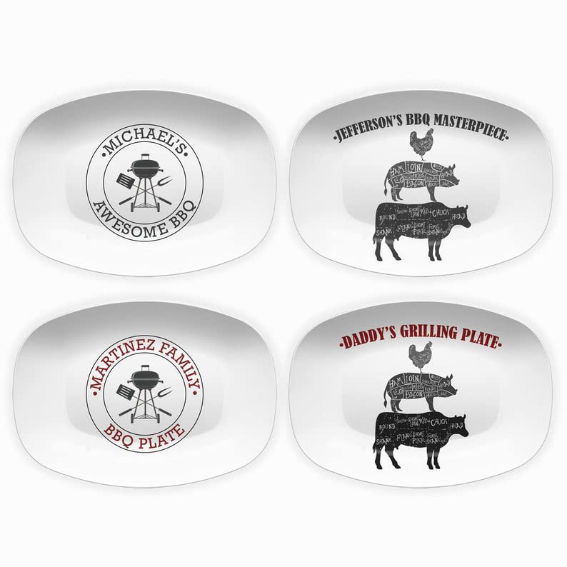 Custom Personalized BBQ Grill Platter with Engraved Name - Unique Father's Day Gift for Dad or Grandpa - Large Serving Tray for Grilling, Barbecue & Outdoor Parties - Perfect Housewarming Gift for Grill Masters