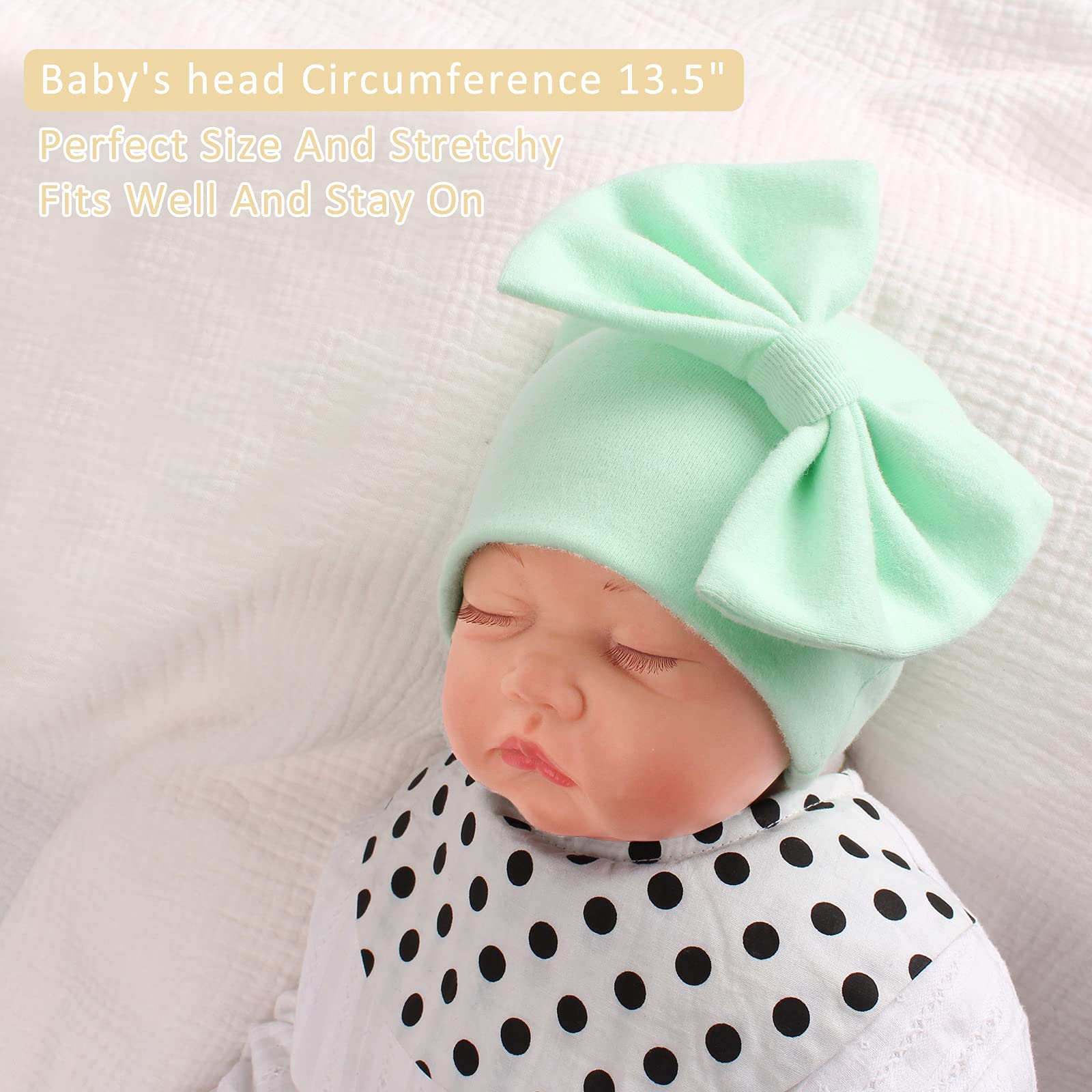 Adorable Newborn Baby Girl Hat - Soft Cotton Bow Beanie for 0-12 Months | Preemie & Infant Spring Hats | Perfect for Photoshoots, Outings & Special Occasions