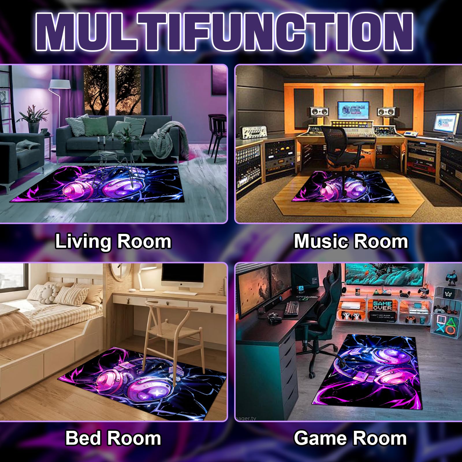 3D Gaming Headset & Microphone Area Rug - 60