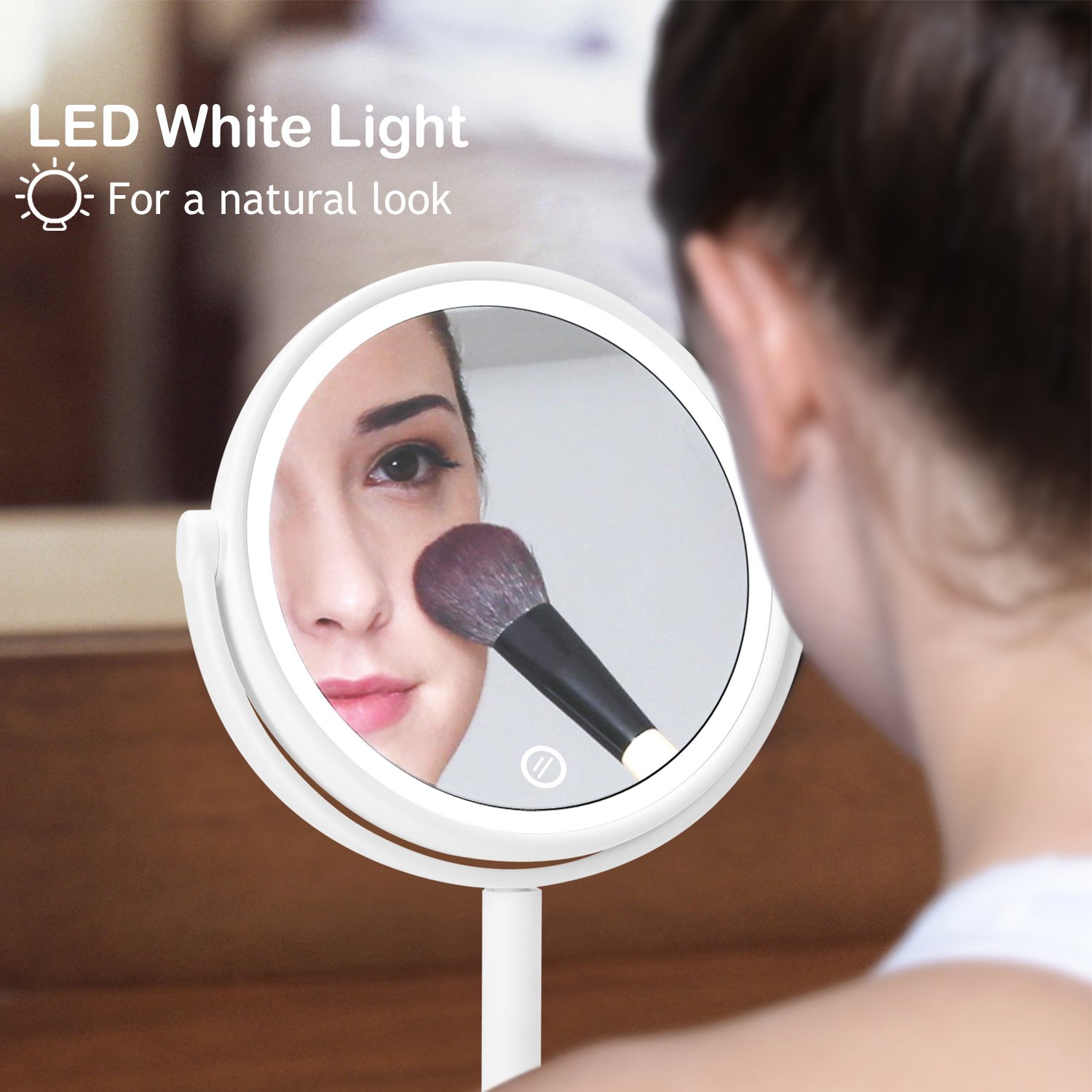 10X Magnification LED Makeup Mirror with Touch Control - 360° Adjustable Rotation, Ultra HD Professional Cosmetic Mirror for Precise Makeup Application - Perfect for Home, Salon, and Travel Use