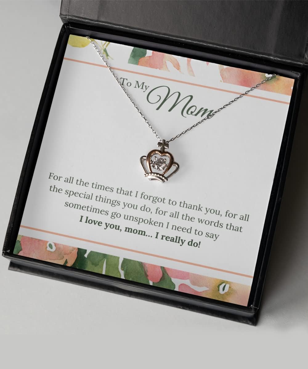Zapbest Crown Pendant Necklace for Mom - Elegant Birthday & Mother's Day Gift from Son or Daughter | Perfect for Special Occasions & Daily Wear