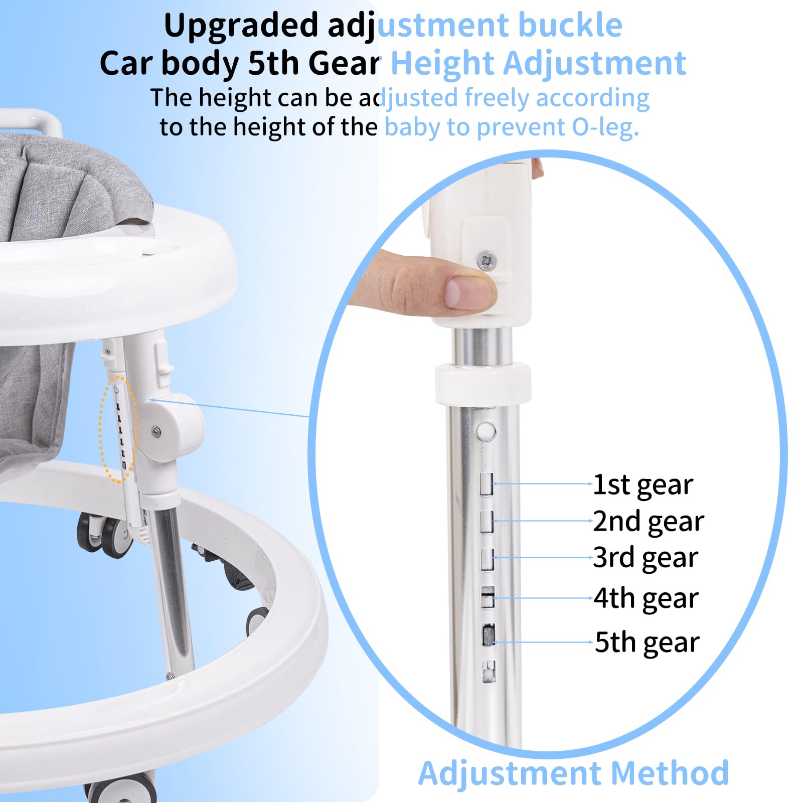 3-in-1 Foldable Baby Walker with Mute Wheels & Anti-Rollover Design - Adjustable Height (9 Gears) for Infants 6-18 Months | Push Handle & Footrest | Safe Activity Center for Boys & Girls | Perfect for Learning to Walk & Indoor Playtime