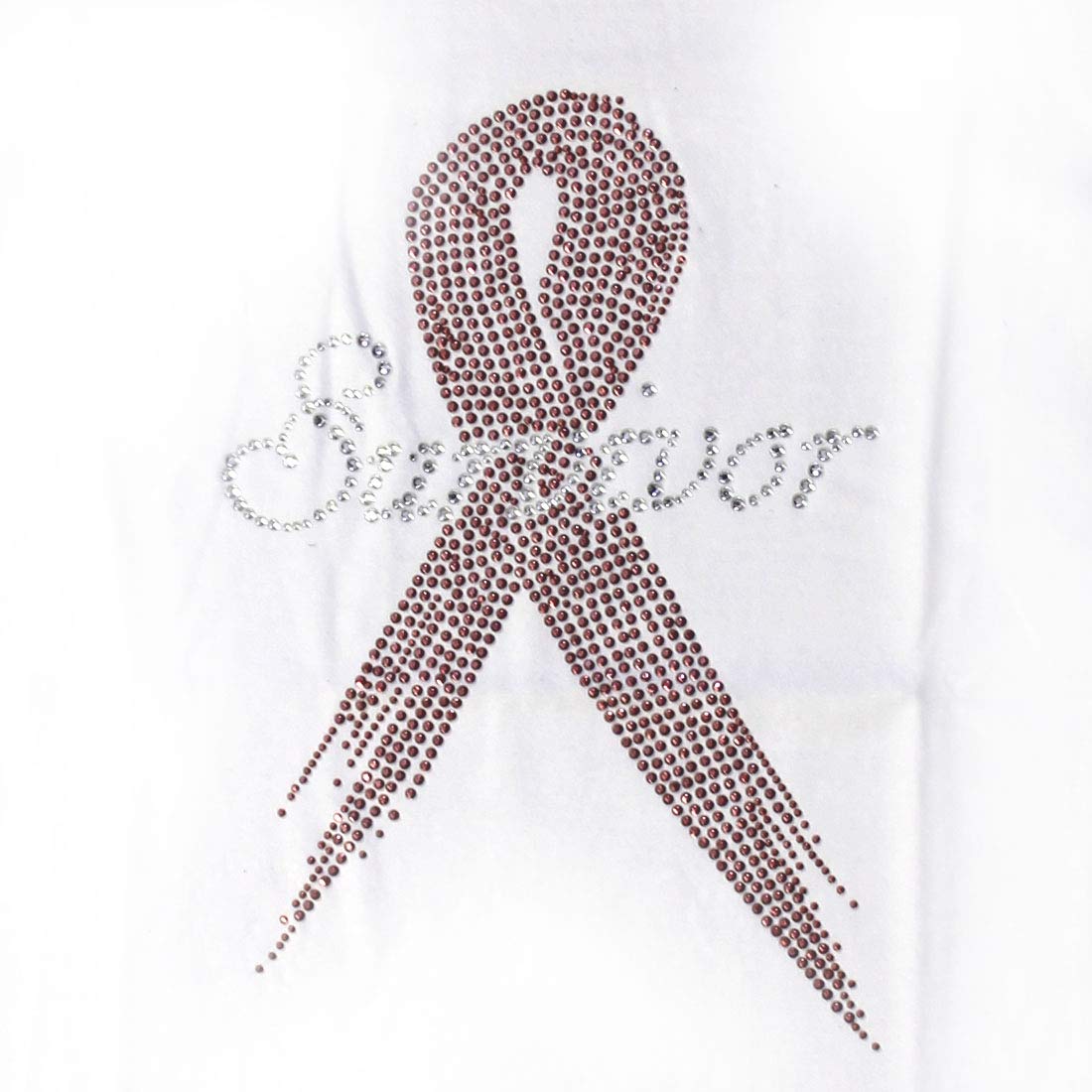 White Survivor Pink Ribbon T-Shirt for Breast Cancer Awareness Month with Studded Design - Comfortable Cotton Tee for Women - Perfect for October Events, Fundraisers & Supportive Outfits