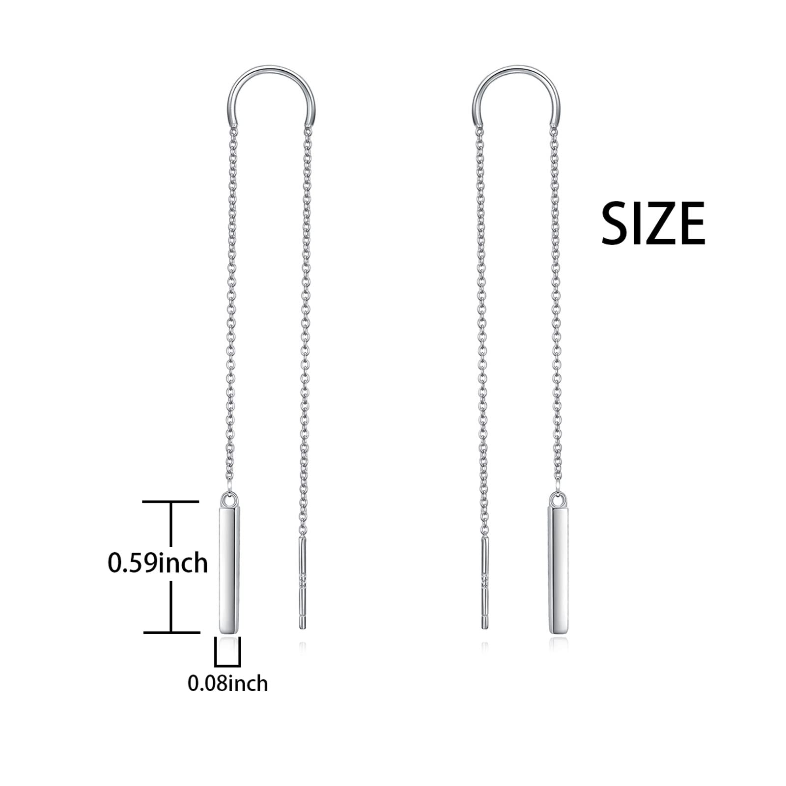 Triangle Threader Earrings for Women - Sterling Silver with Created Opal Dangle Drop Chain | Elegant Long Thread Earrings for Parties, Weddings & Everyday Wear