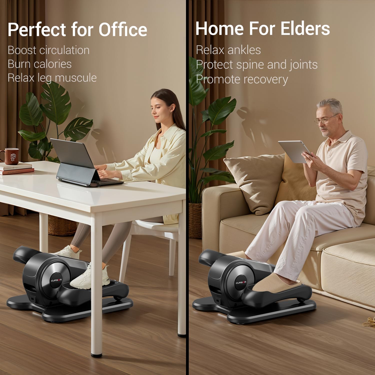 Under Desk Elliptical Machine - Electric Seated Pedal Exerciser with Remote, 12 Speed Levels, Forward/Reverse Motion, Manual & Auto Modes - Compact Leg Exercise Equipment for Home, Office & Rehabilitation Use