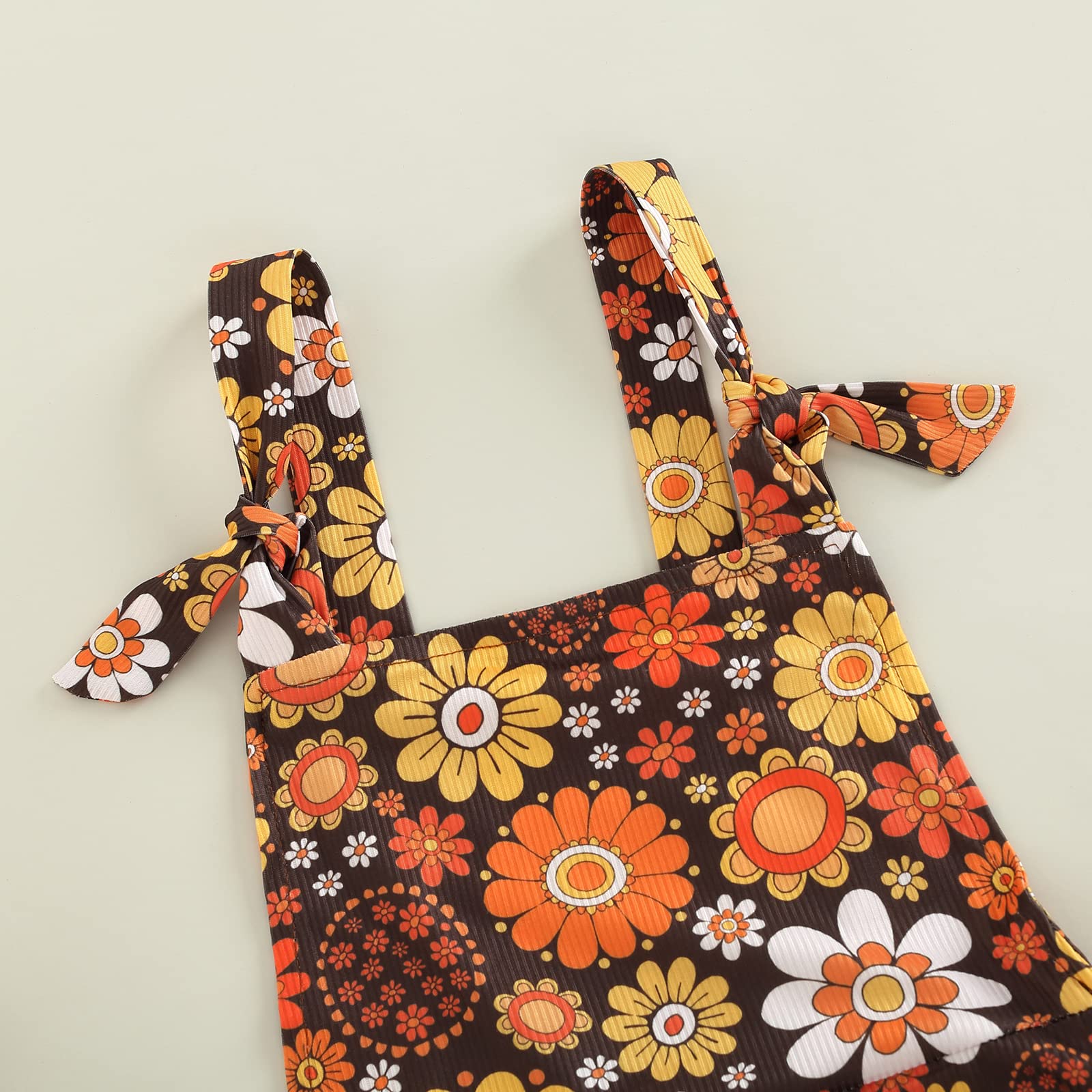 Baby Girl Summer Outfit - Floral Print Suspenders Jumpsuit with Bell Bottom Flare Pants | Cute Overalls for Toddlers | Perfect for Playdates, Beach Trips & Family Photos