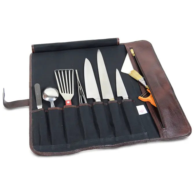 Boldric D Ring Canvas Knife Roll - 8 Pockets Chef Knife Organizer for Professional Chefs & Culinary Students - Perfect for Kitchen, Restaurant & Travel Use