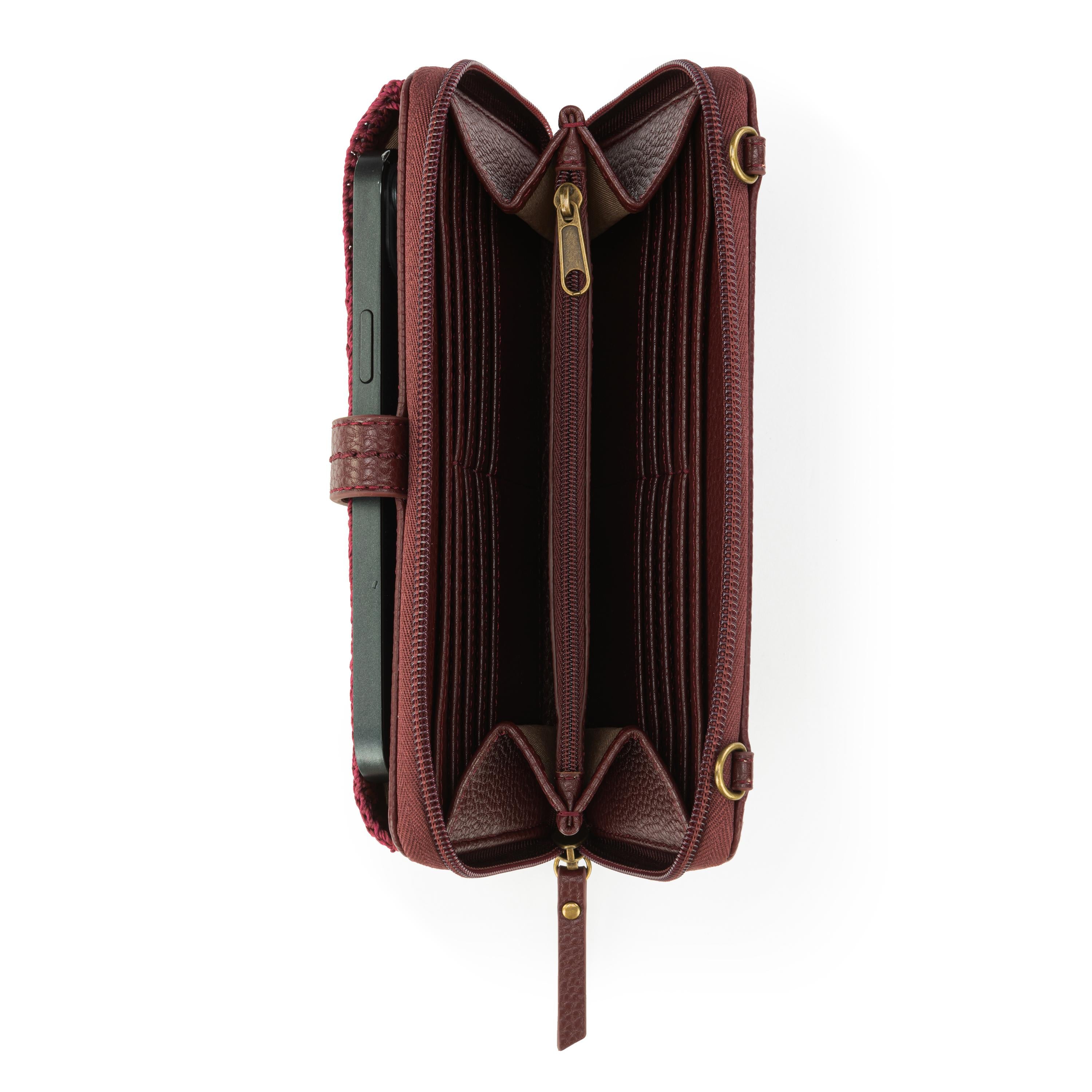 Premium Leather Iris Smartphone Wallet in Black Cherry - Slim RFID Blocking Card Holder for iPhone & Android - Perfect for Travel, Work & Everyday Use