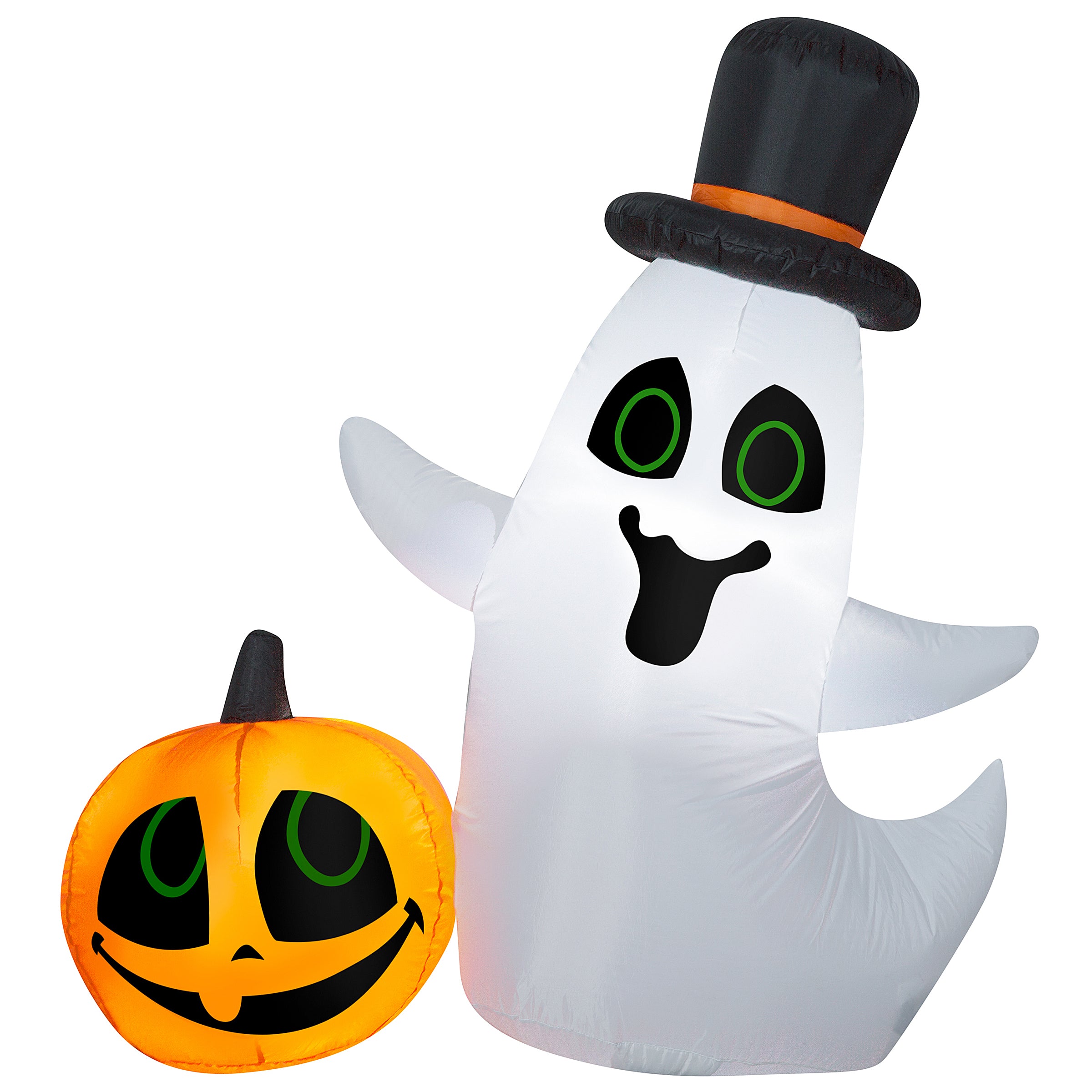 4 ft. Halloween Ghost with Pumpkin Inflatable Decoration - Spooky Outdoor Yard Decor for Halloween Party, Haunted House, and Trick-or-Treat Scene
