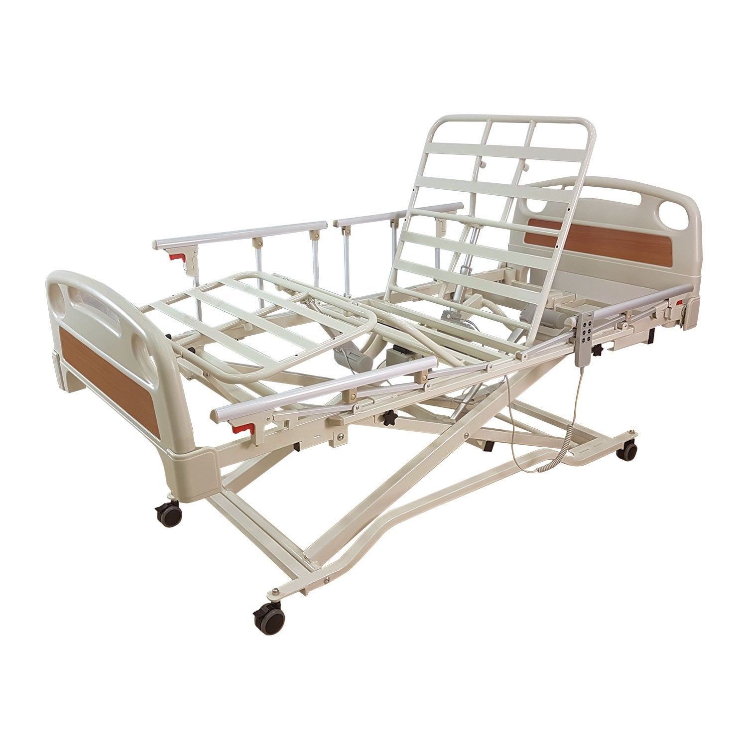Electric Adjustable Low Hospital Bed with 4 Safety Side Rails - Home Care & Medical Use for Elderly & Patients
