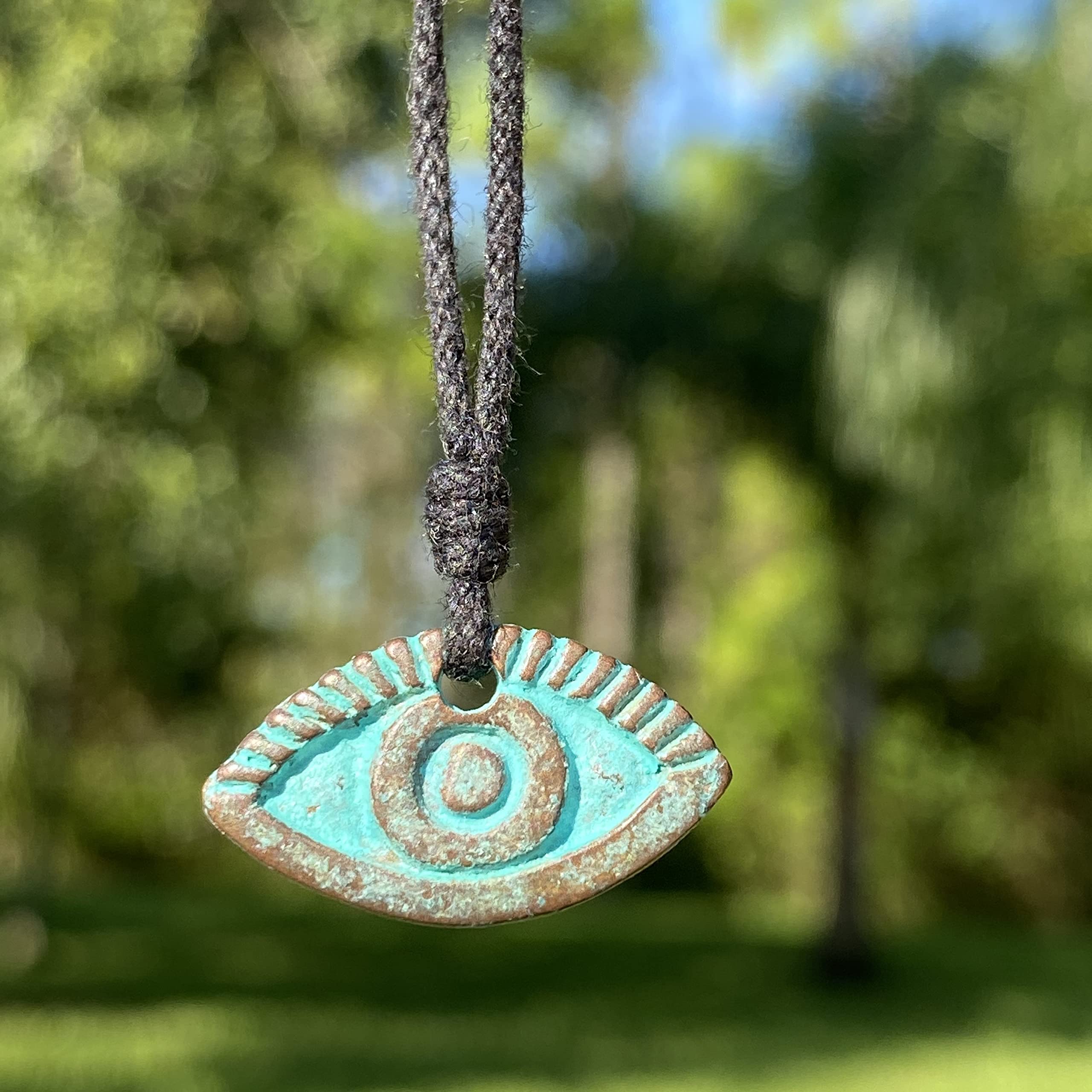 Evil Eye Necklace for Women & Men - Green Patina Protection Pendant, Handmade Turkish Amulet Jewelry (Ojo Turco) | Birthday Gift for Son, Best Friend Present, Good Luck Charm | Perfect for Spiritual Protection, Fashion Accessory & Meaningful Gifts