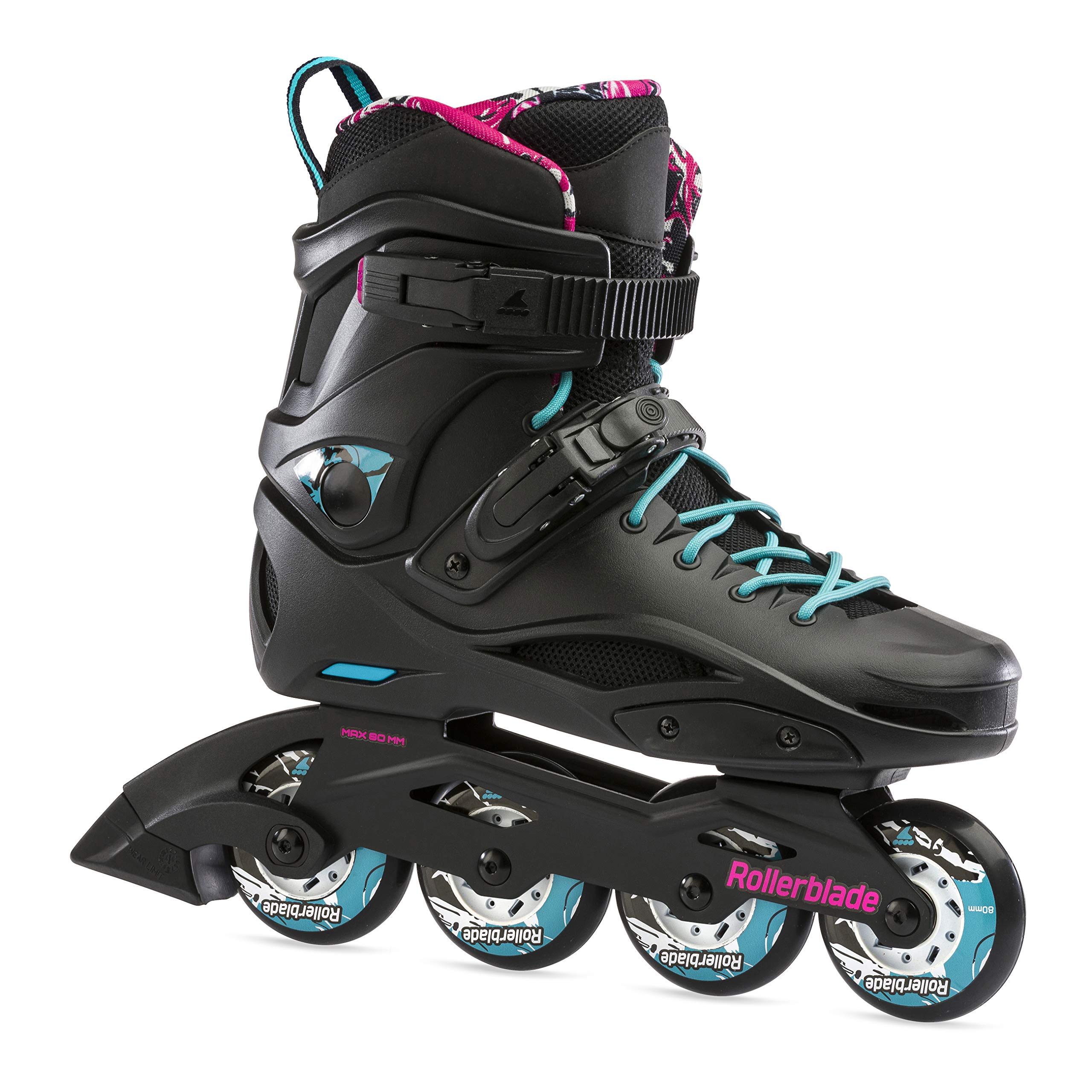 Rollerblade RB Cruiser Women's Adult Fitness Inline Skates - Black/Aqua - Urban Performance Skating for Women - Perfect for Outdoor Exercise, Fitness Training & City Commuting