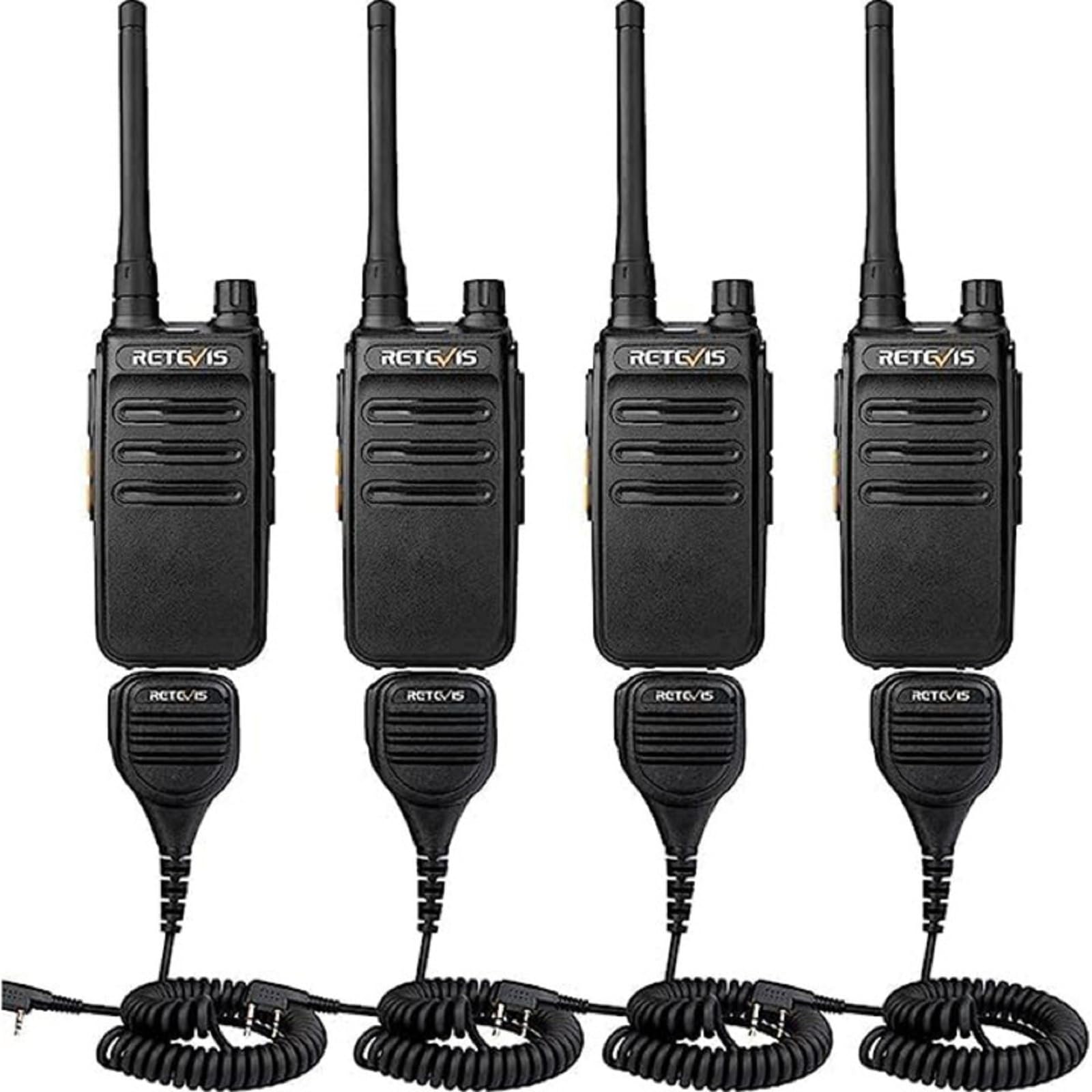 Retevis RB87 Long Range Two Way Radios (4 Pack) - High Power Walkie Talkies with Shoulder Mic for Adults, Rugged Construction Police School Security Communication - Perfect for Job Sites, Outdoor Adventures & Emergency Situations