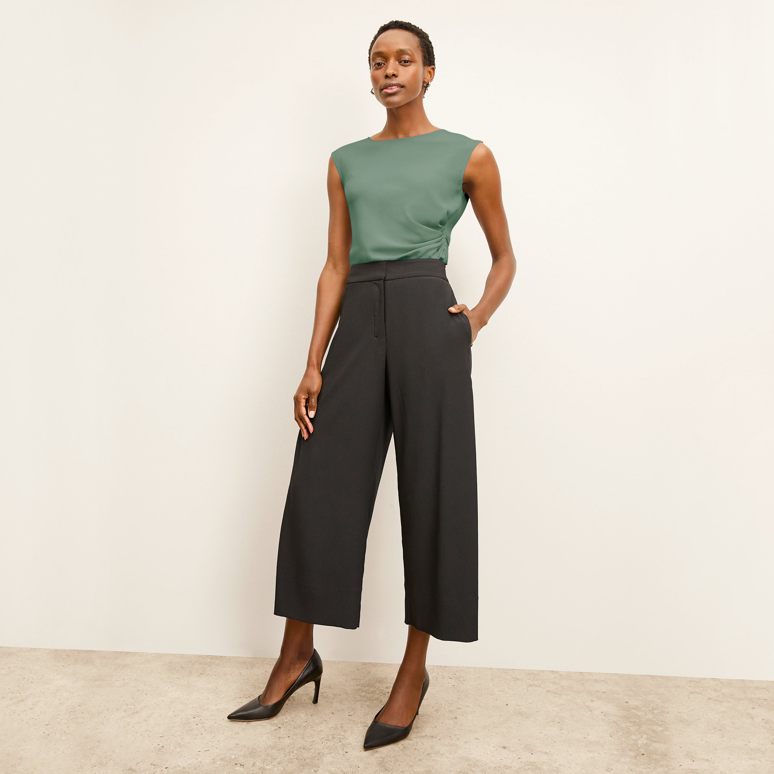Eco-Friendly Soft Wave Culottes for Women - Comfortable & Stylish Black High Waist Palazzo Pants - Perfect for Casual Wear, Office & Travel