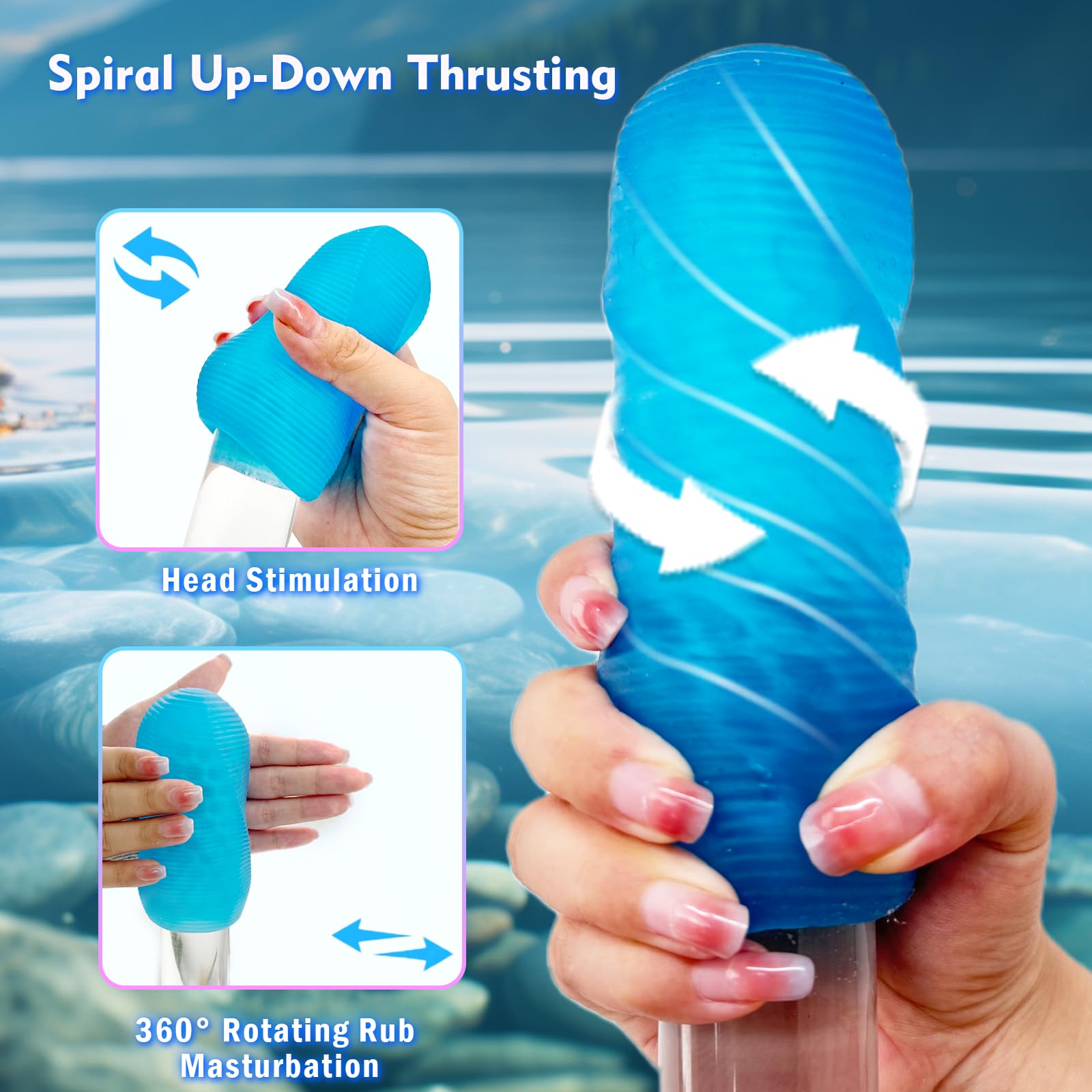 Realistic Male Masturbator - Spinning Textured Stroker with Ultra-Soft Stretchy Egg Design | Discreet Storage Box Included | Perfect for Solo Play, Travel & Discreet Pleasure | Adult Sex Toy for Men