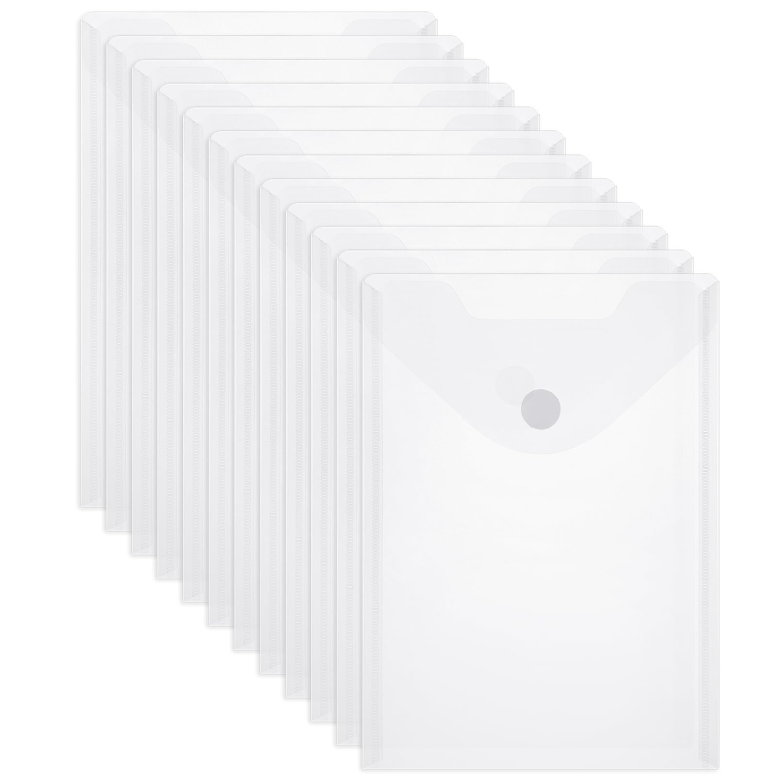 12 Pack Large Clear Plastic Document Folders 10 x 7 Inch - Waterproof Transparent Envelopes with Secure Closure for Die & Stamp Storage, DIY Scrapbooking, Card Craft Organizer - Perfect for Office Files, School Projects & Craft Supplies Organization