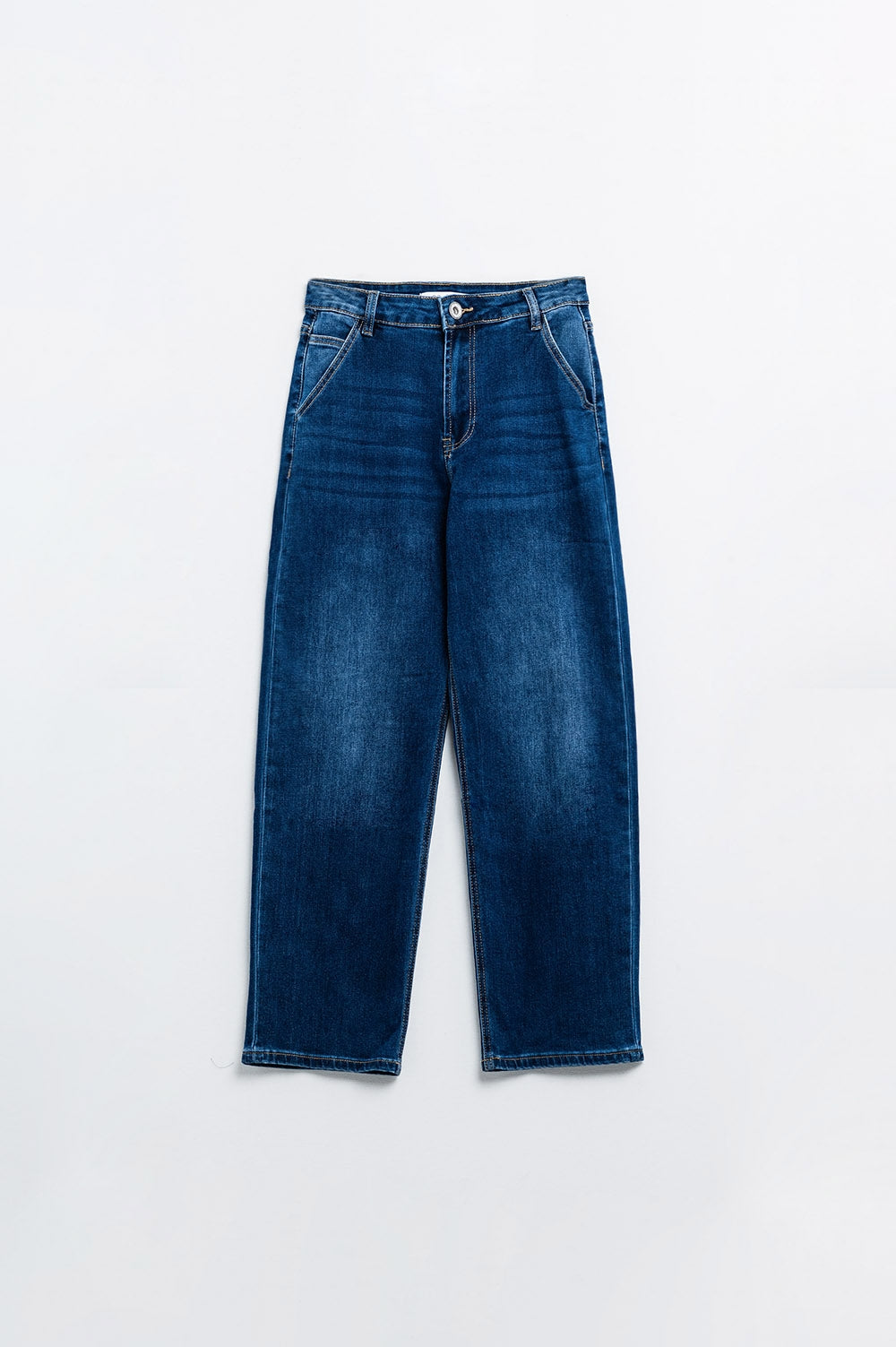 Straight Cut Medium Blue Jeans with Side Pockets - Perfect for Casual Wear, Office Outfits & Everyday Comfort